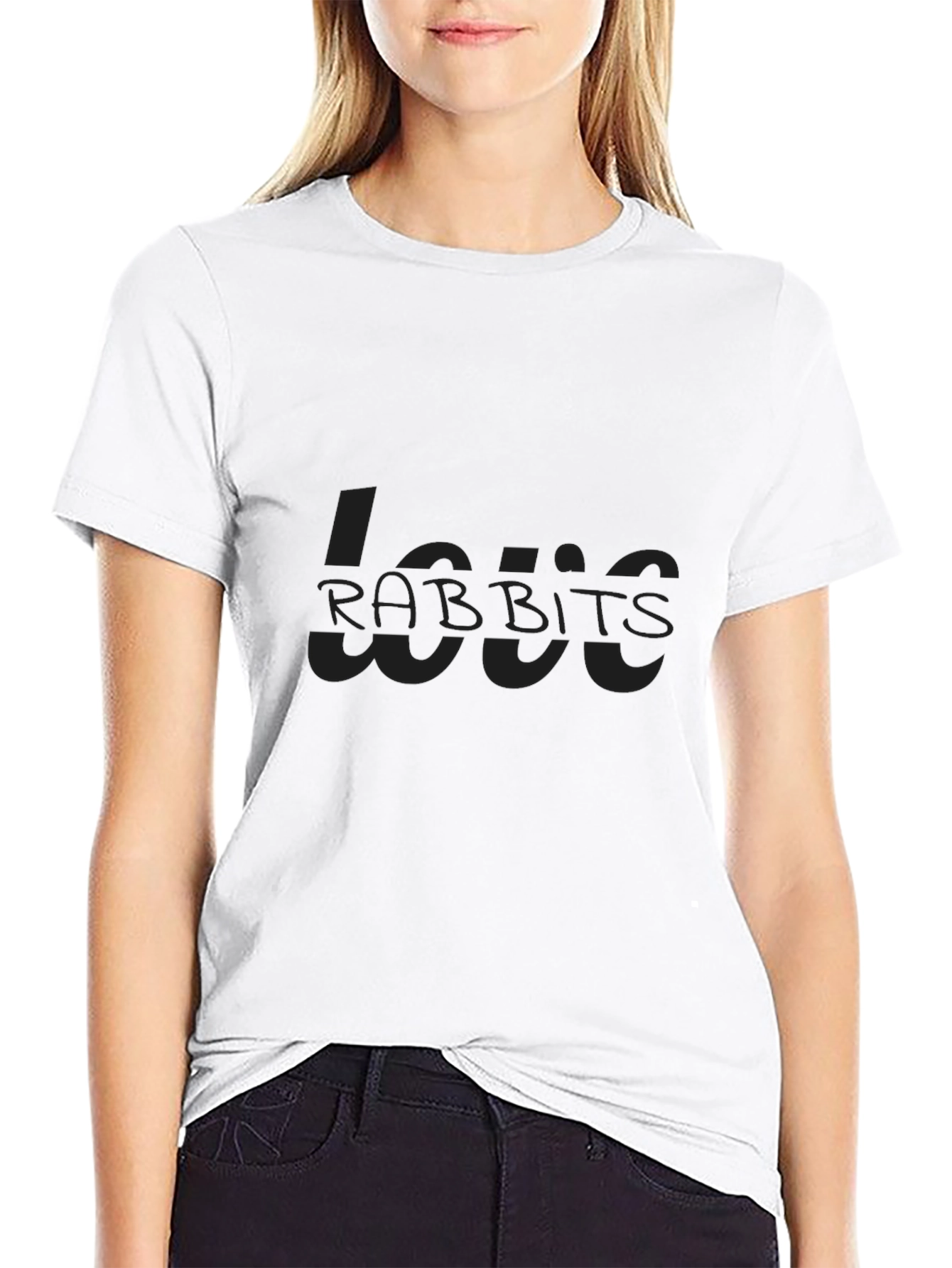 Black Love Rabbits Tee - Soft Cotton Casual Wear view 9