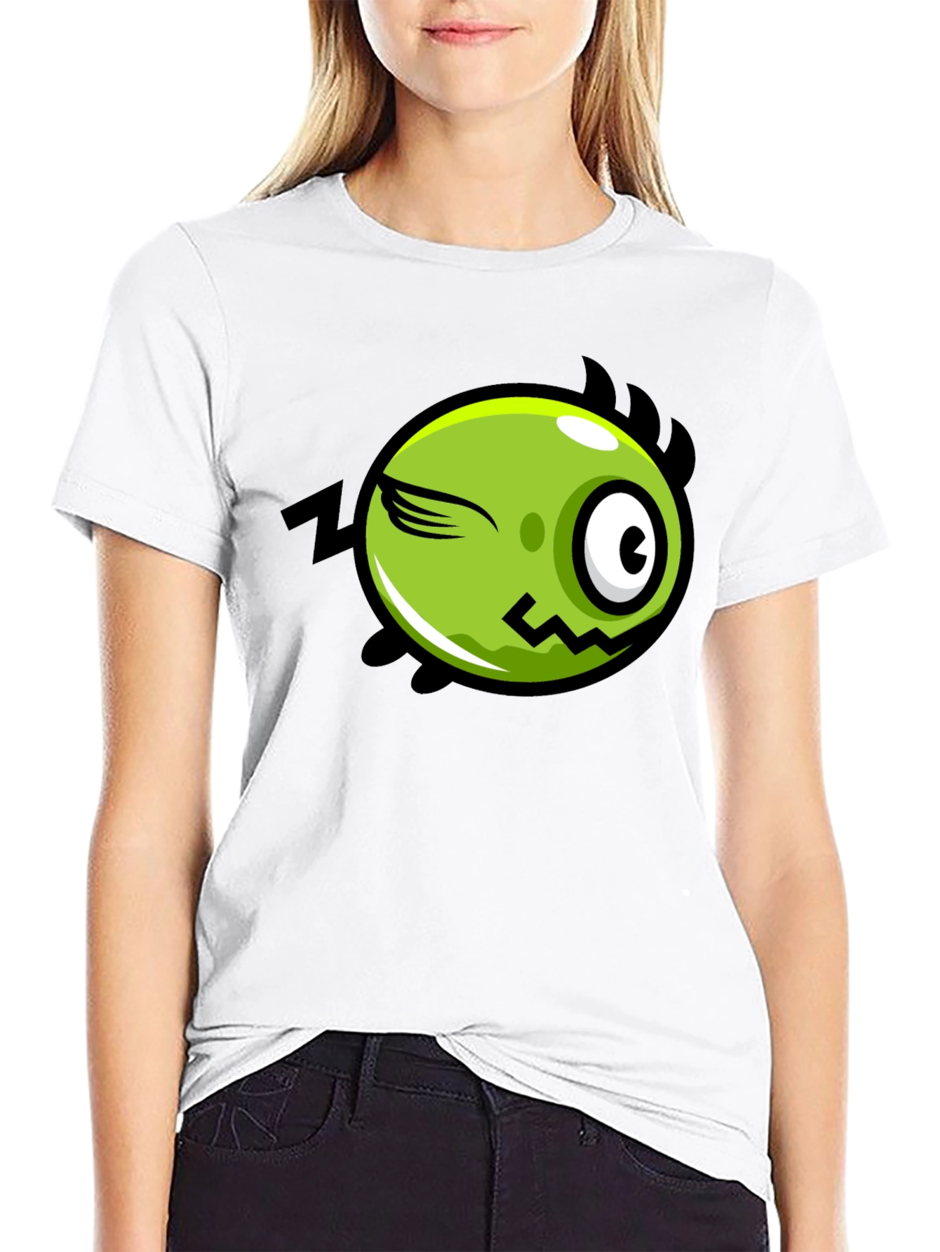 Black Funny Green Monster Graphic Tee - Black view 9