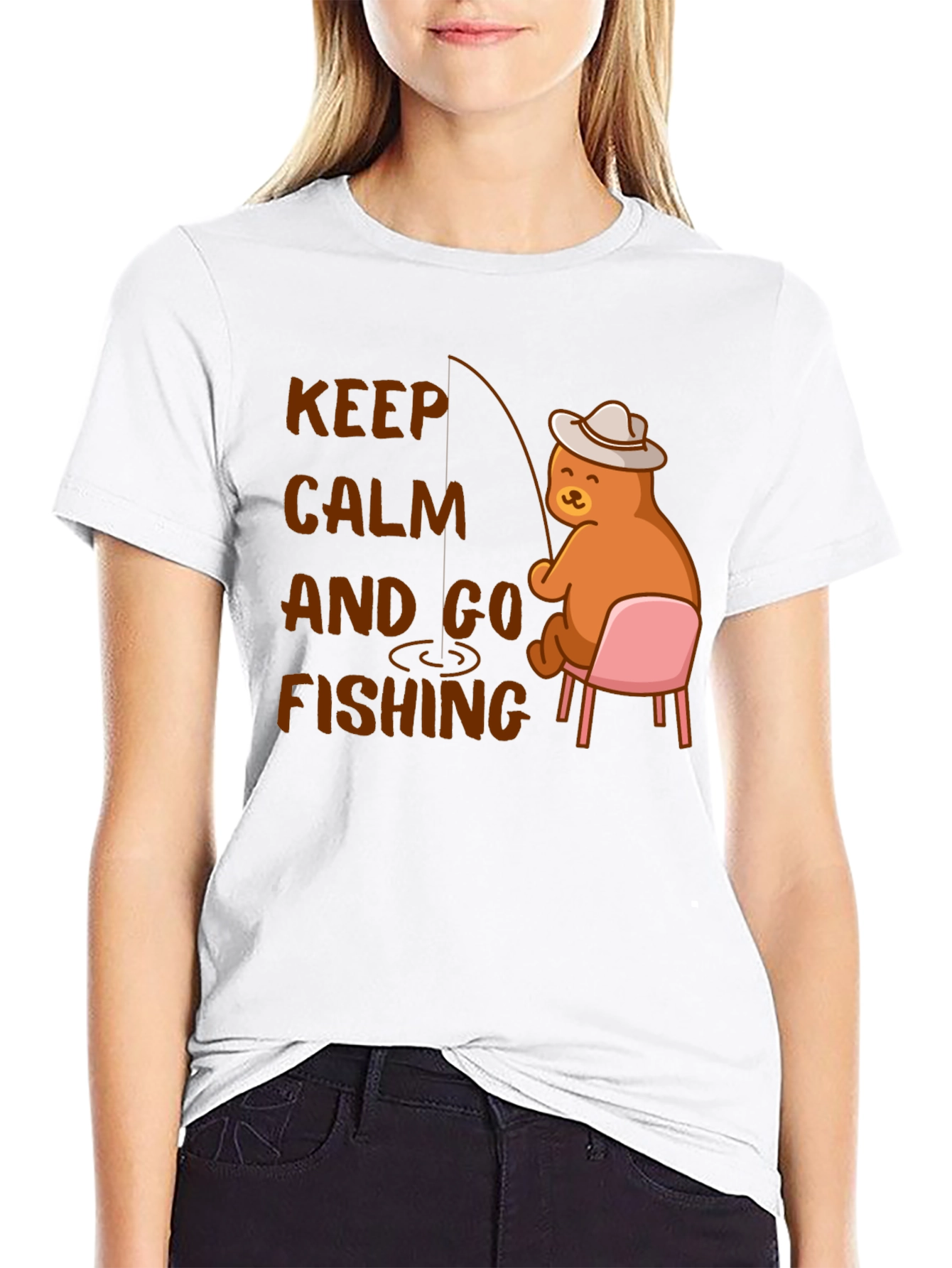 Black Keep Calm and Go Fishing T-Shirt view 9