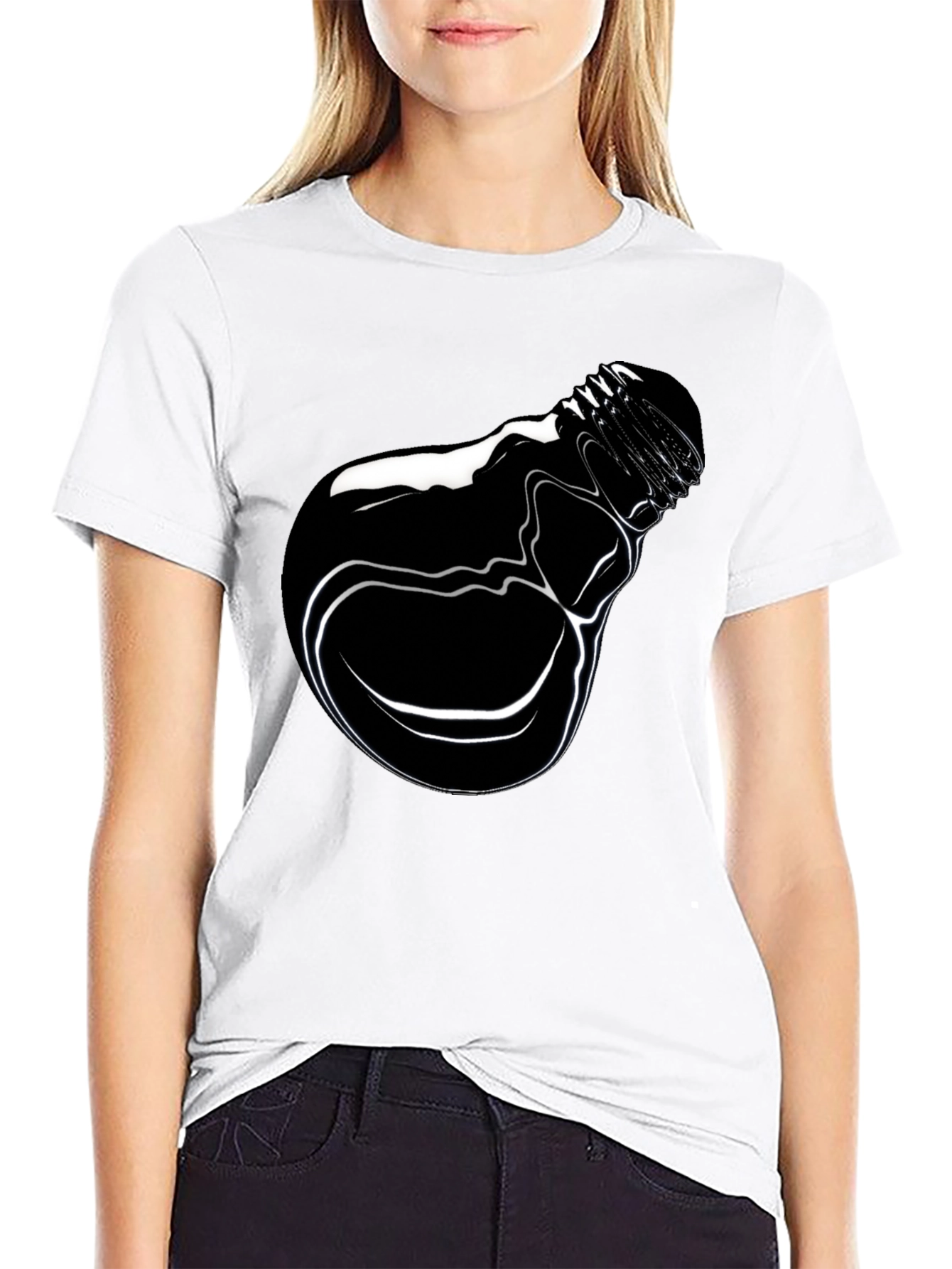 Black Men's Black Graphic Tee - Lightbulb Design view 9