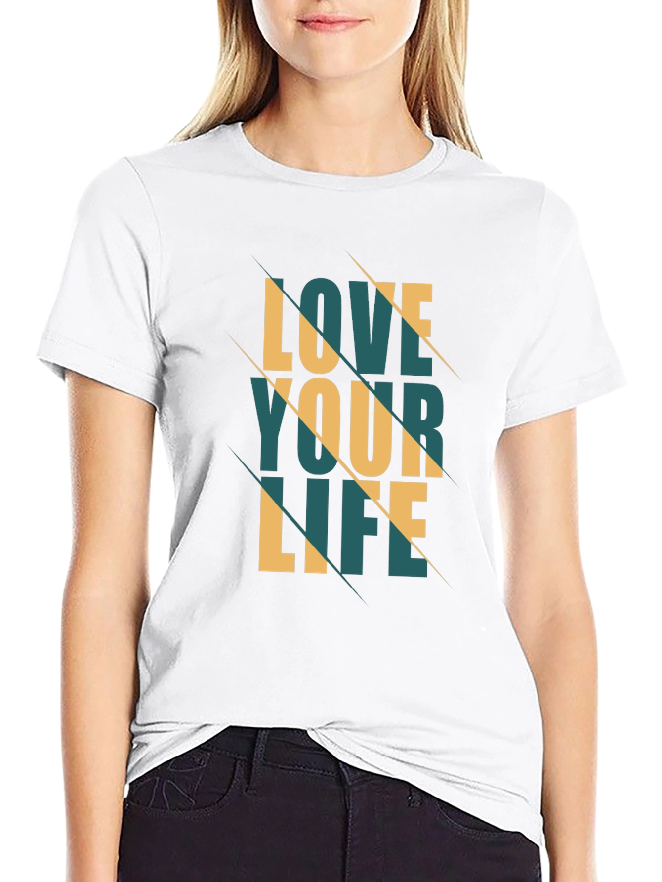 Black Love Your Life Graphic Tee - Stylish Black T-Shirt view 9