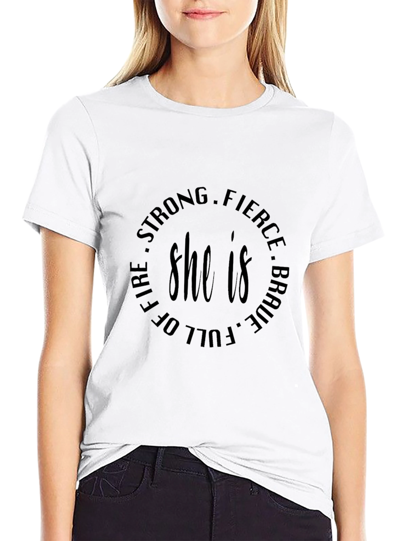 Black She is Strong Fierce Brave Tee view 9