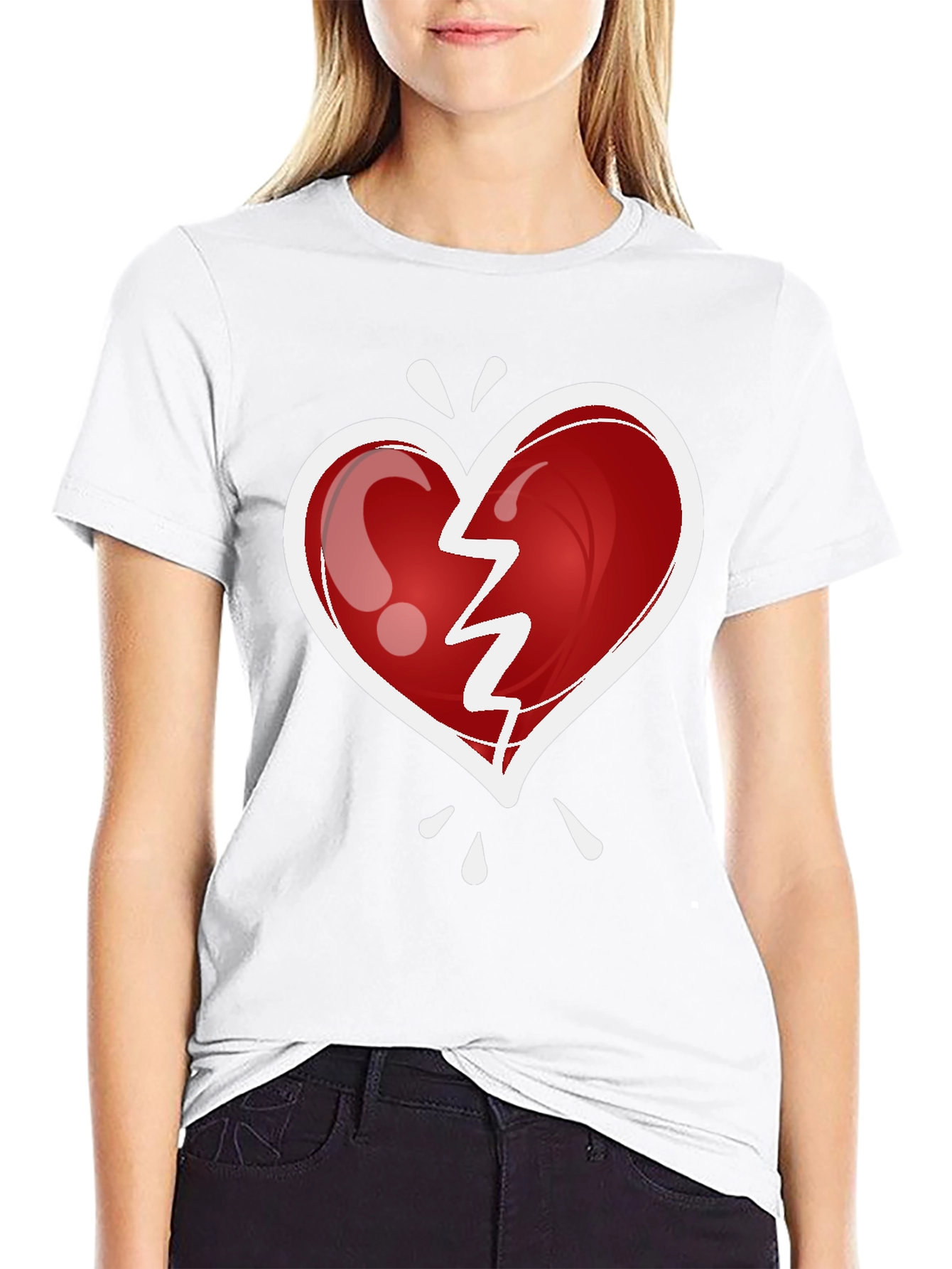 Black Broken Heart Graphic Tee - Trendy Casual Wear view 9