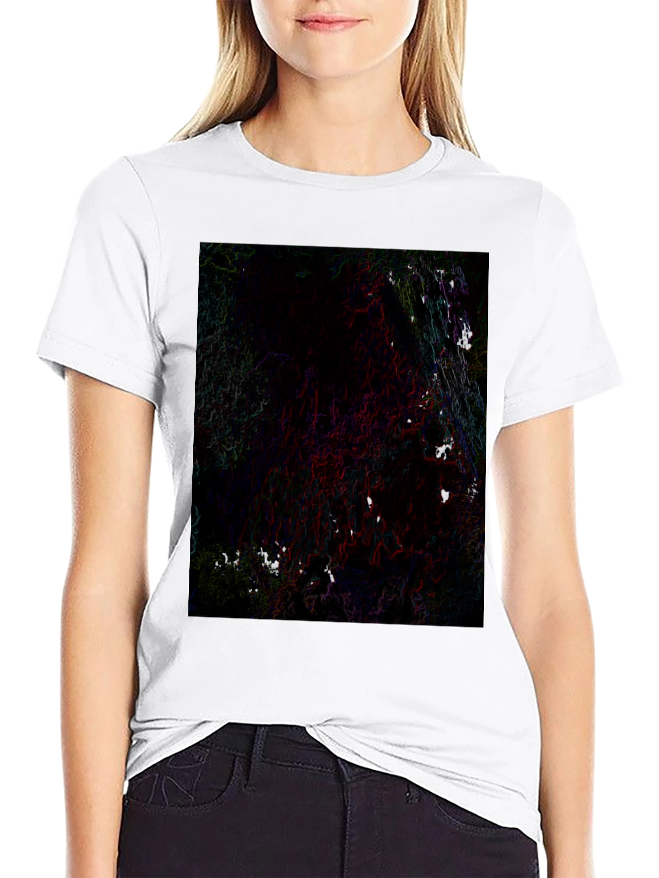 Black Abstract Graphic Black T-Shirt view 9