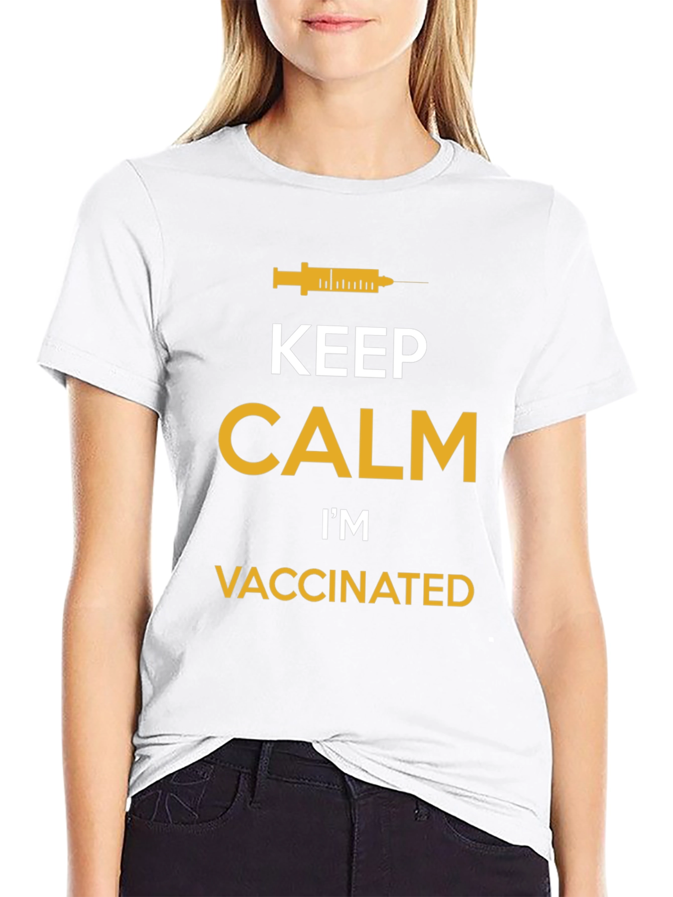 Black Keep Calm I'm Vaccinated Graphic Tee view 9