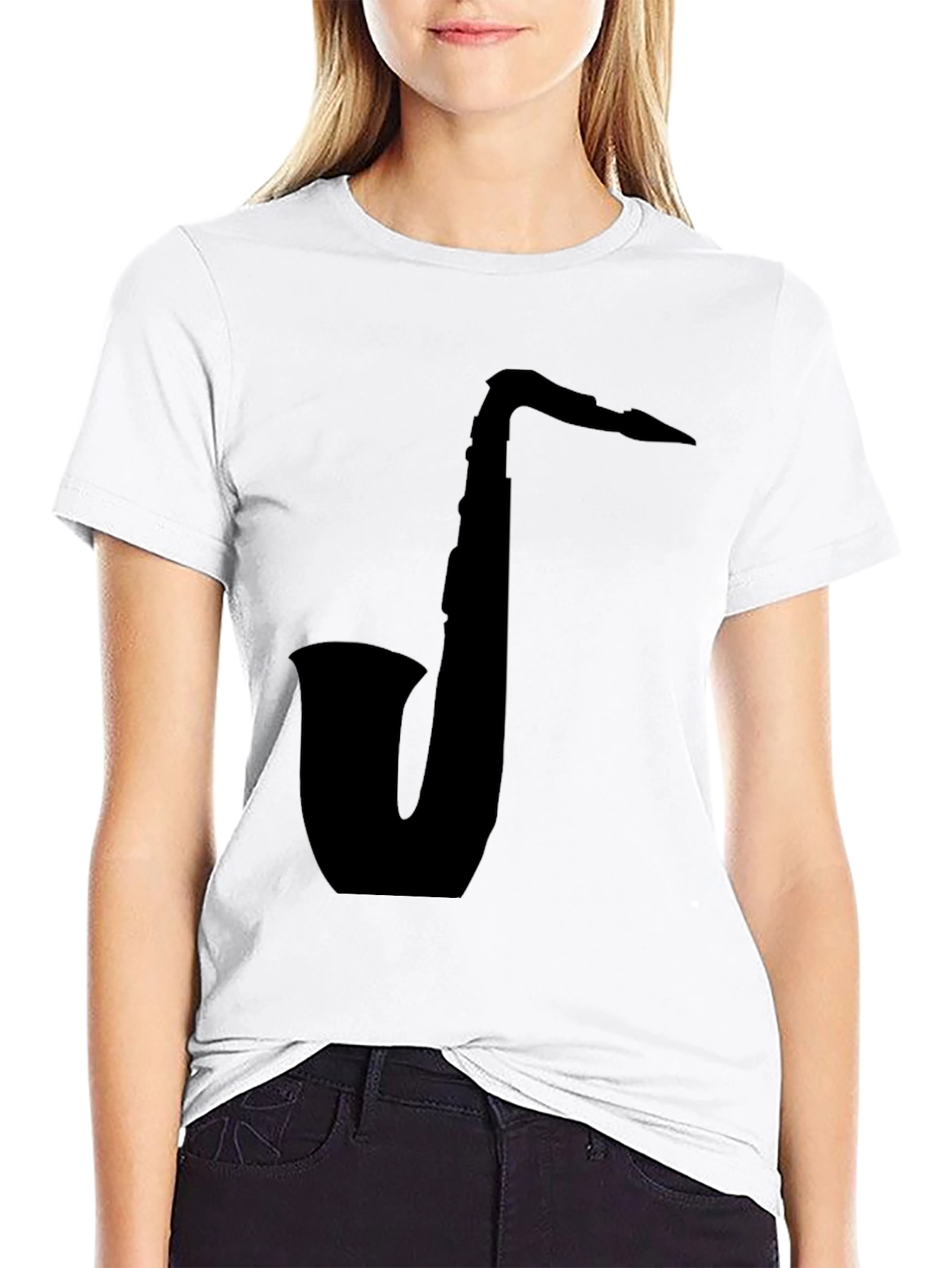 Black Saxophone Graphic Tee - Black Cotton view 9