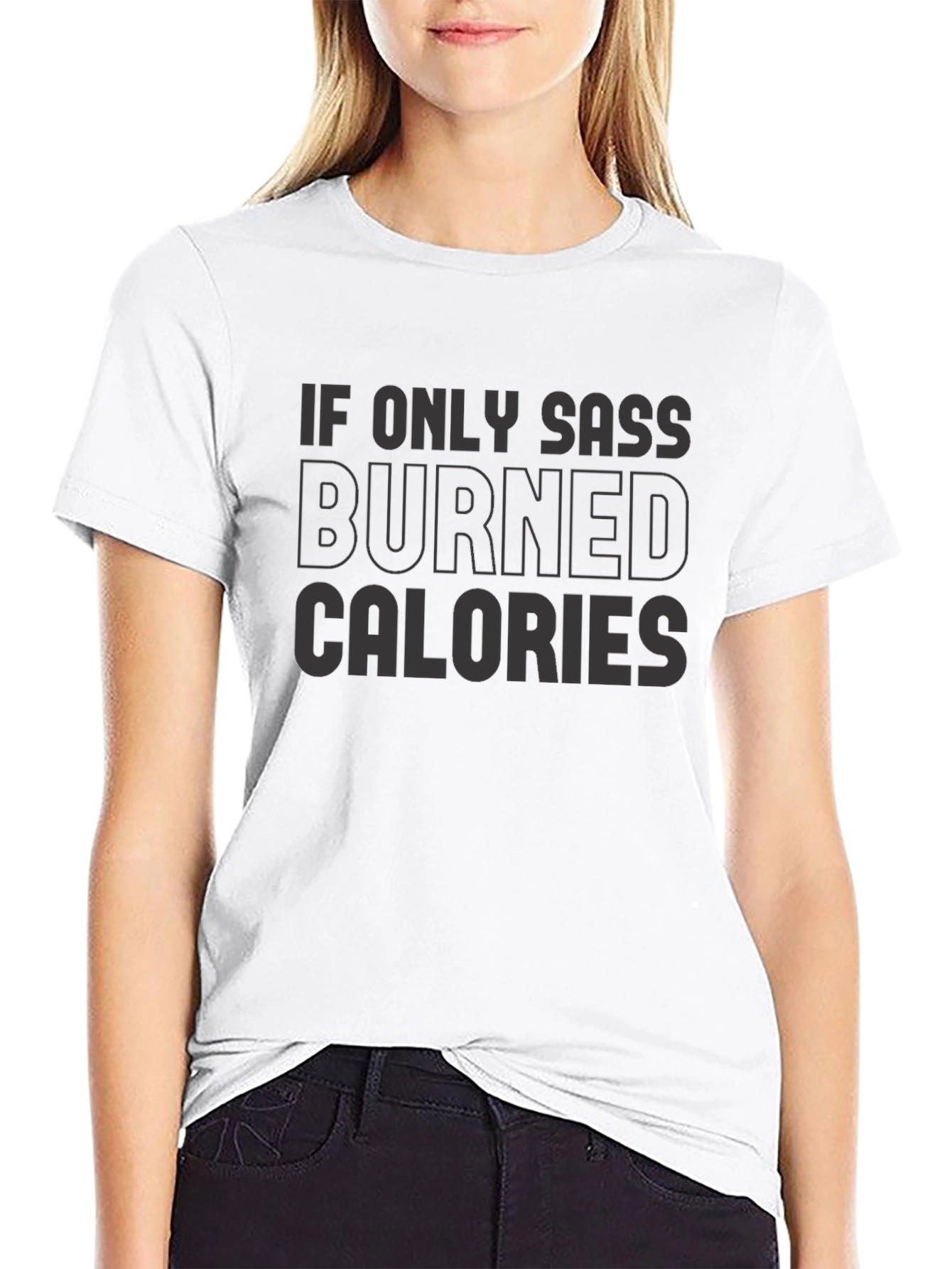 Black Sarcastic Humor T-Shirt - Sass Burned Calories Tee view 9
