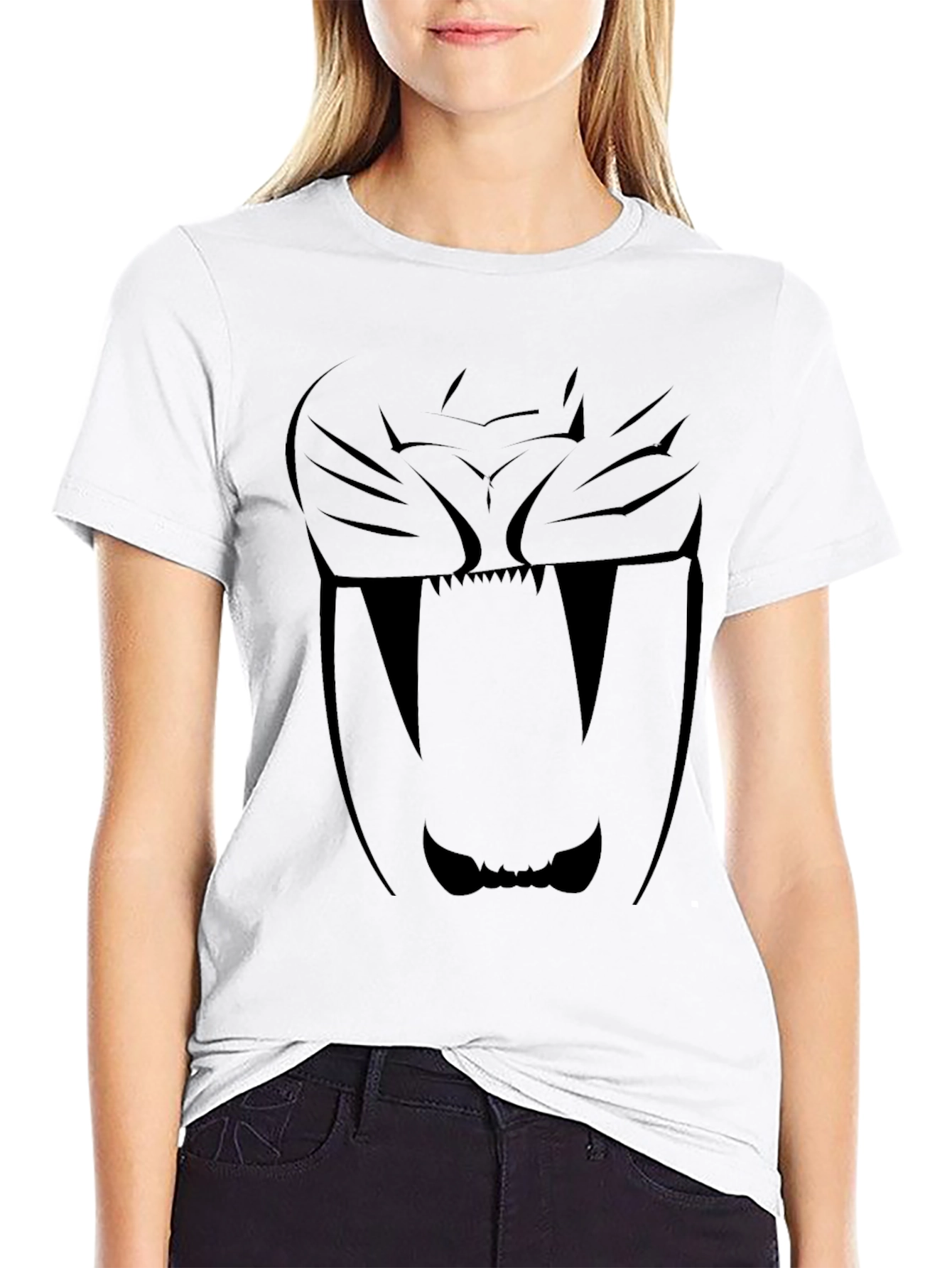 Black Black Sabertooth Tiger Graphic T-Shirt view 9