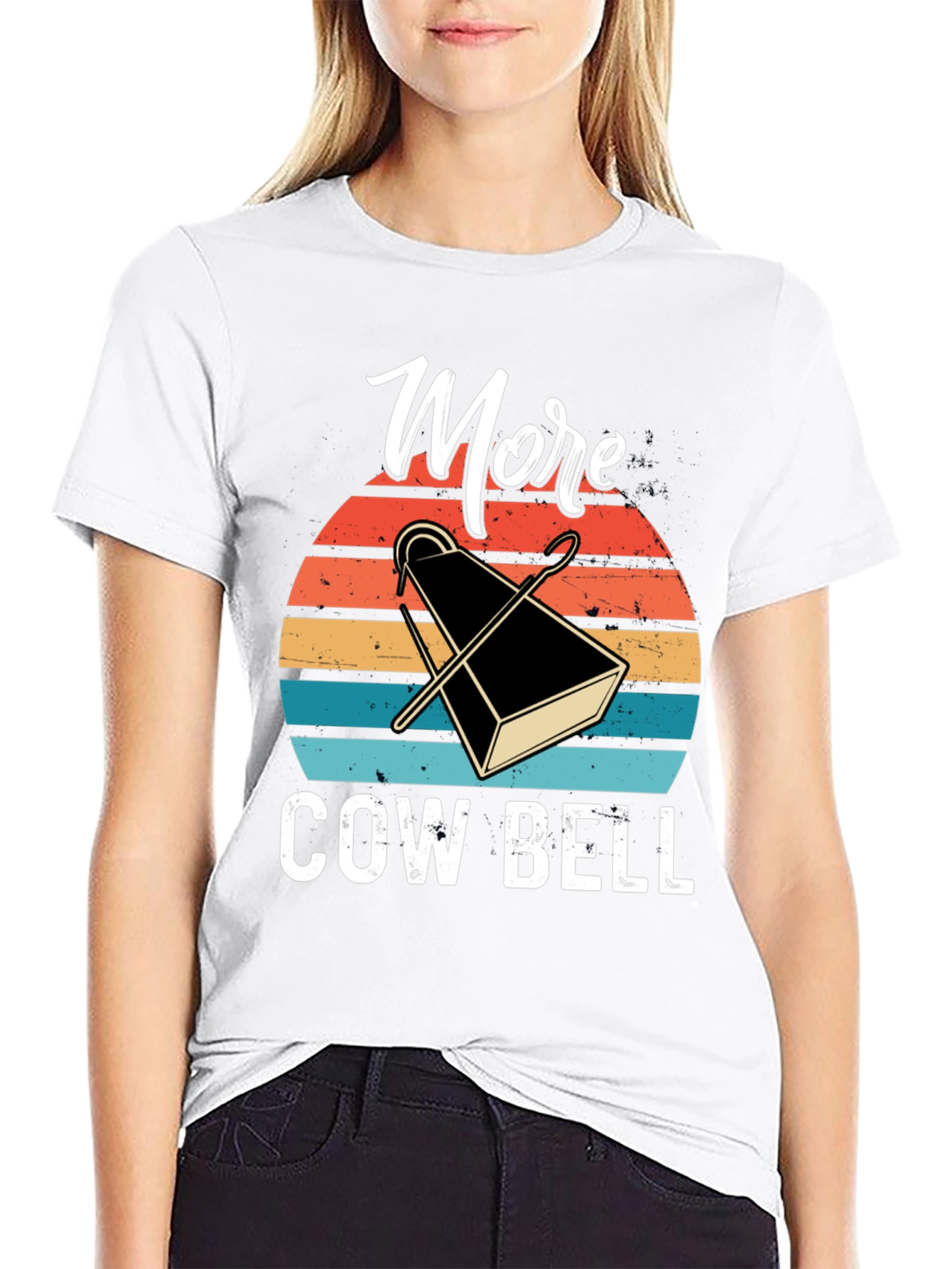 Black More Cowbell T-Shirt - Retro Design view 9