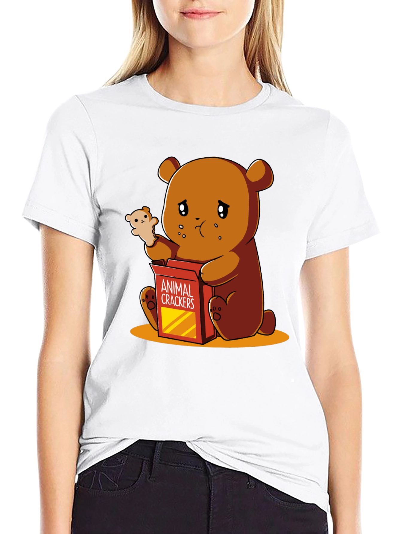Black Sad Bear Animal Cracker T-Shirt view 9