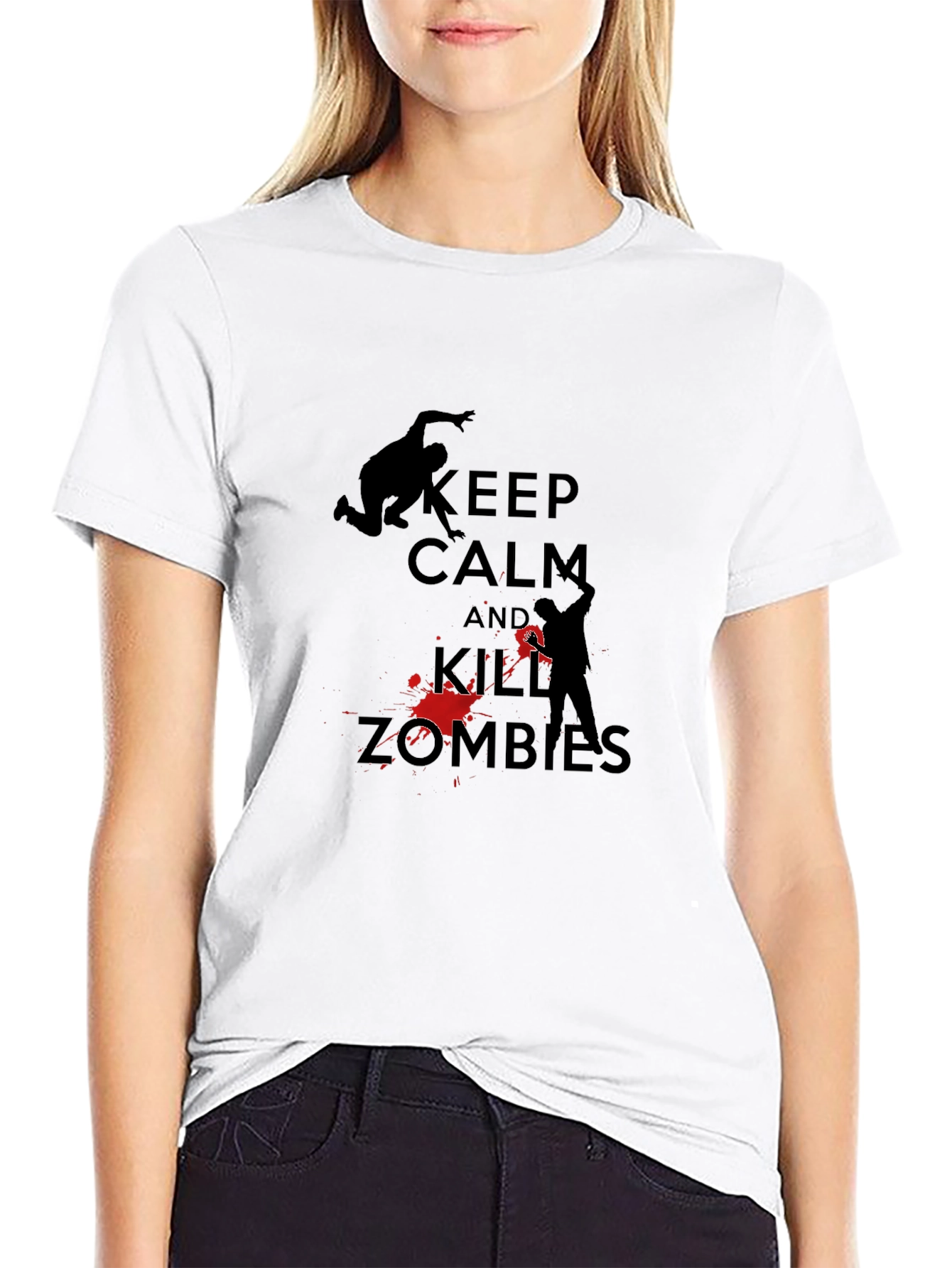 Black Keep Calm Kill Zombies T-Shirt - Black view 9