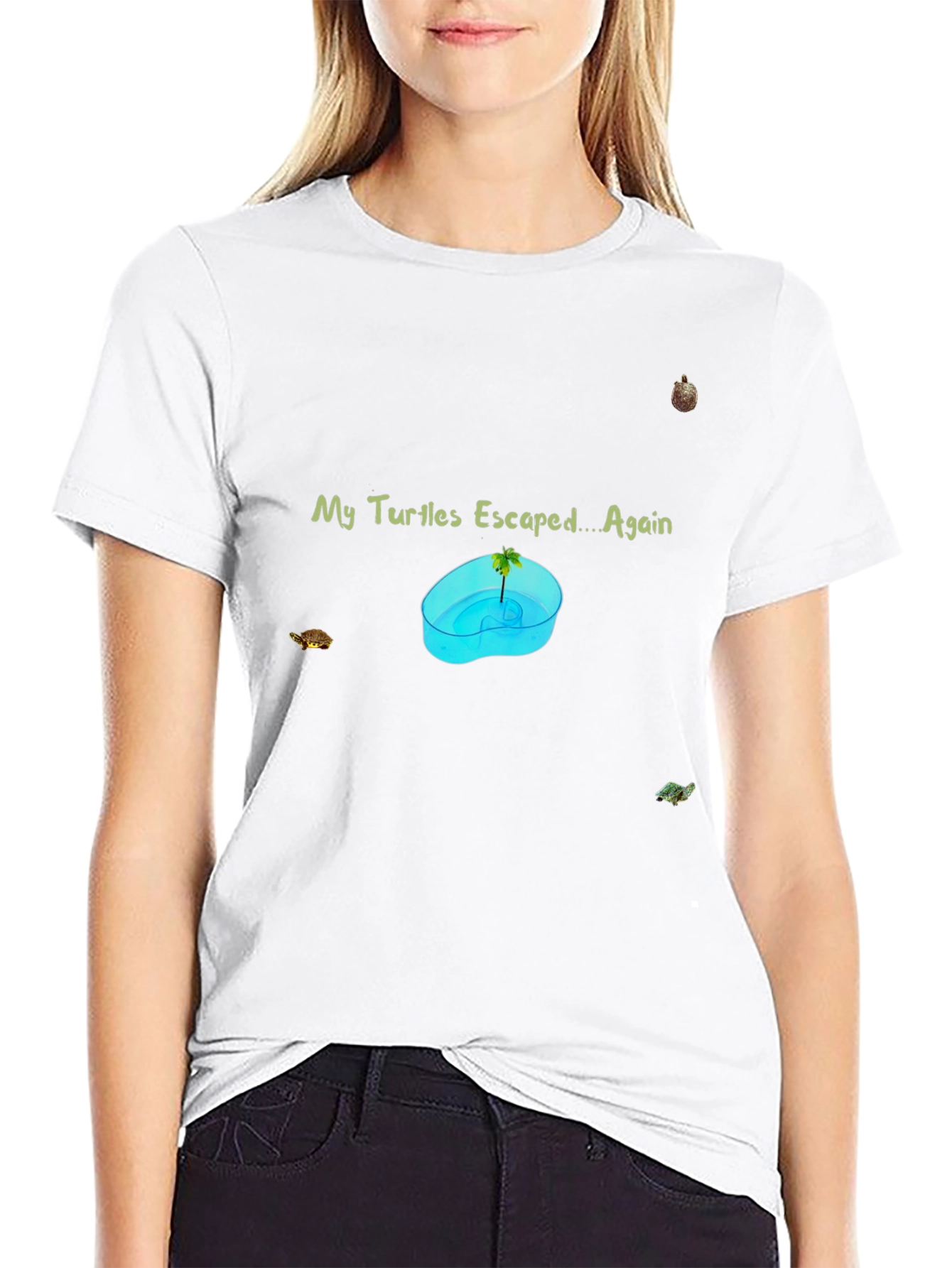 Black My Turtles Escaped Again T-Shirt view 9