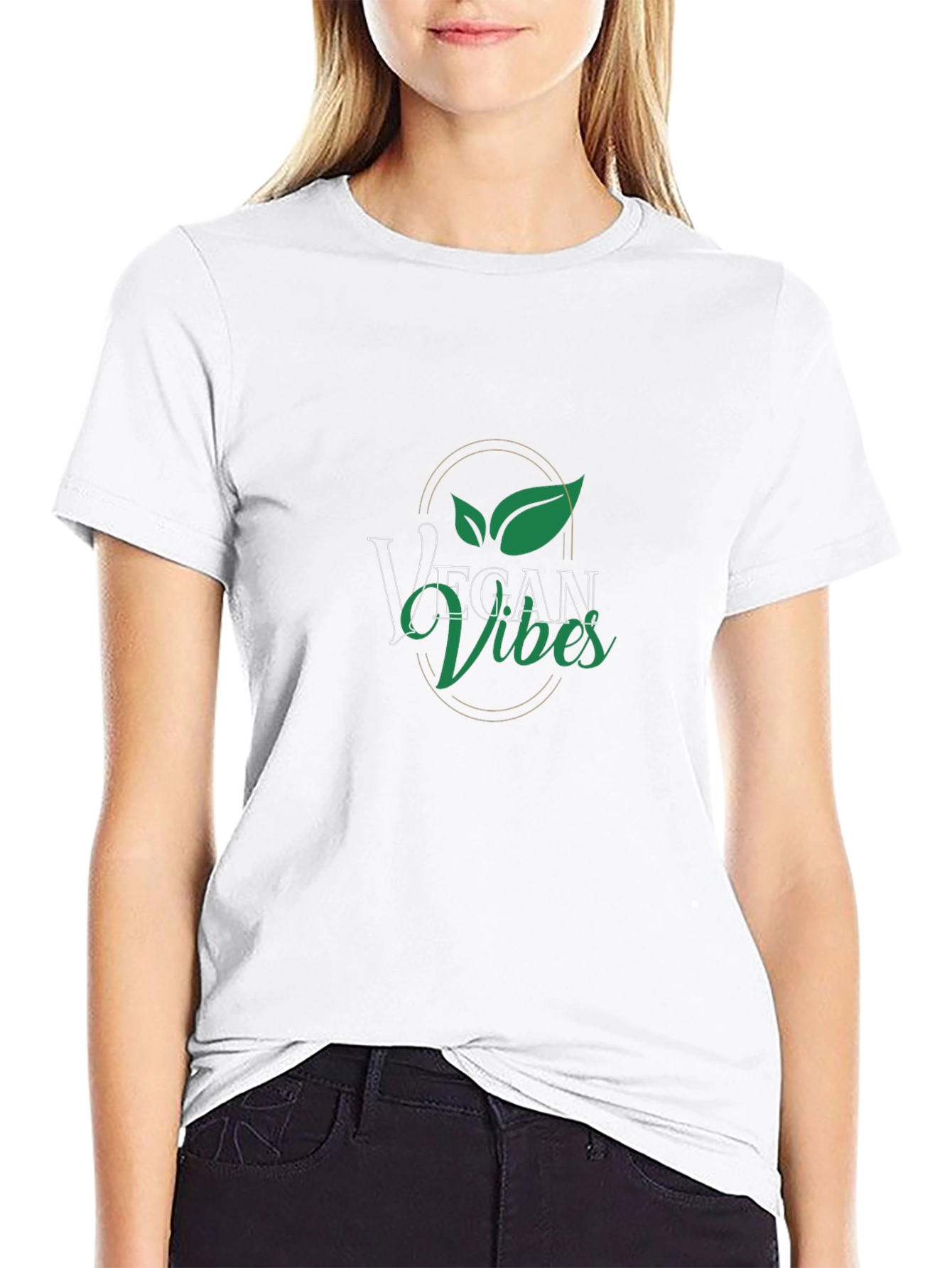 Black Vegan Vibes Graphic Tee - Black Cotton T-Shirt view 9