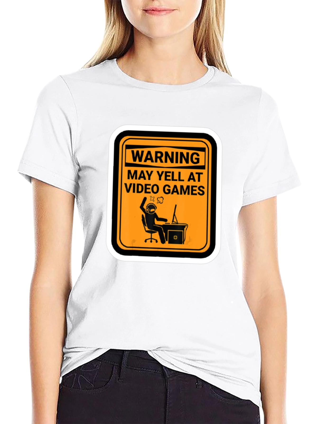 Black Warning: May Yell At Video Games - Graphic Tee view 9