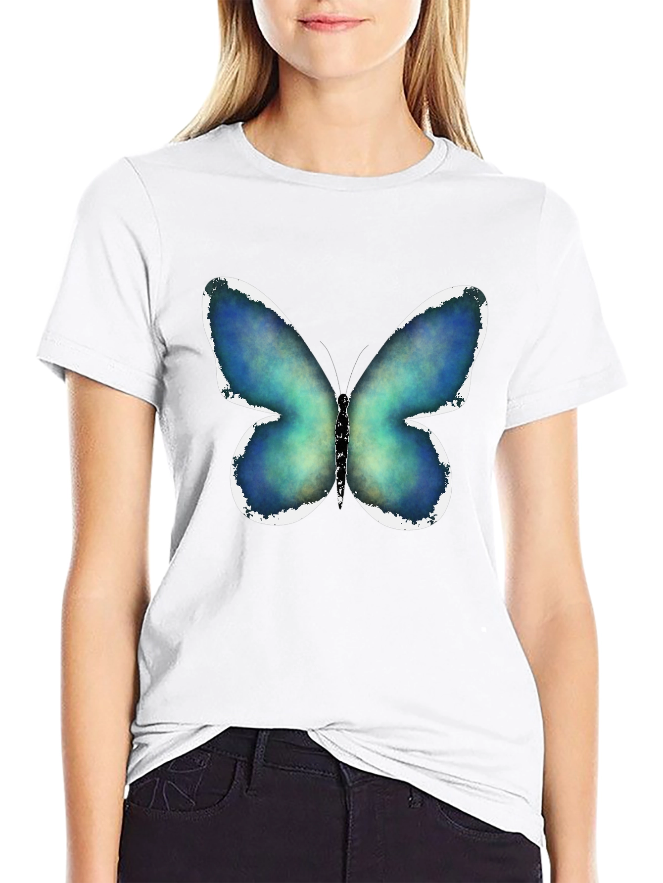 Black Butterfly Graphic Print Black T-Shirt view 9
