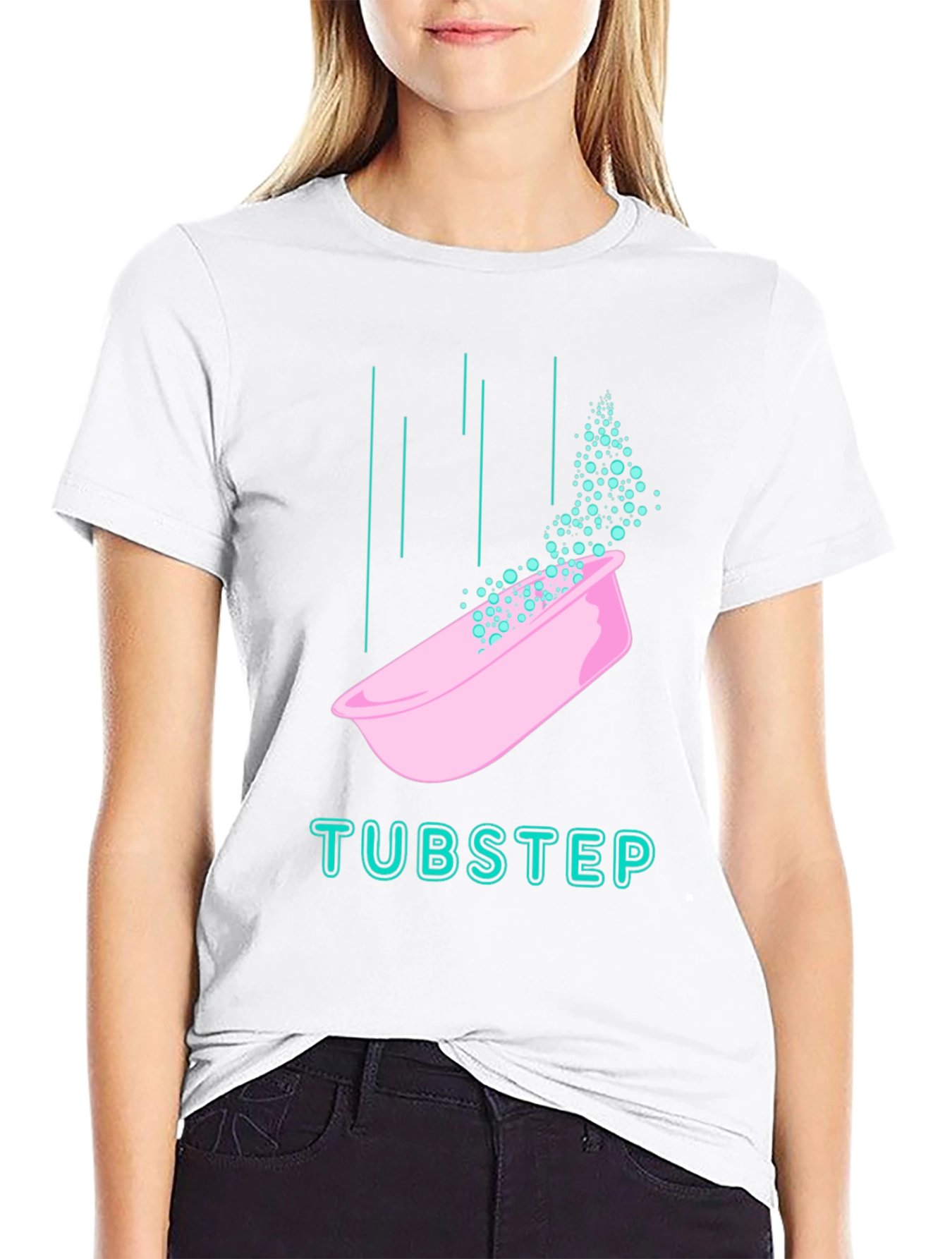 Black Tubstep Graphic Tee - Black Cotton Blend T-Shirt view 9