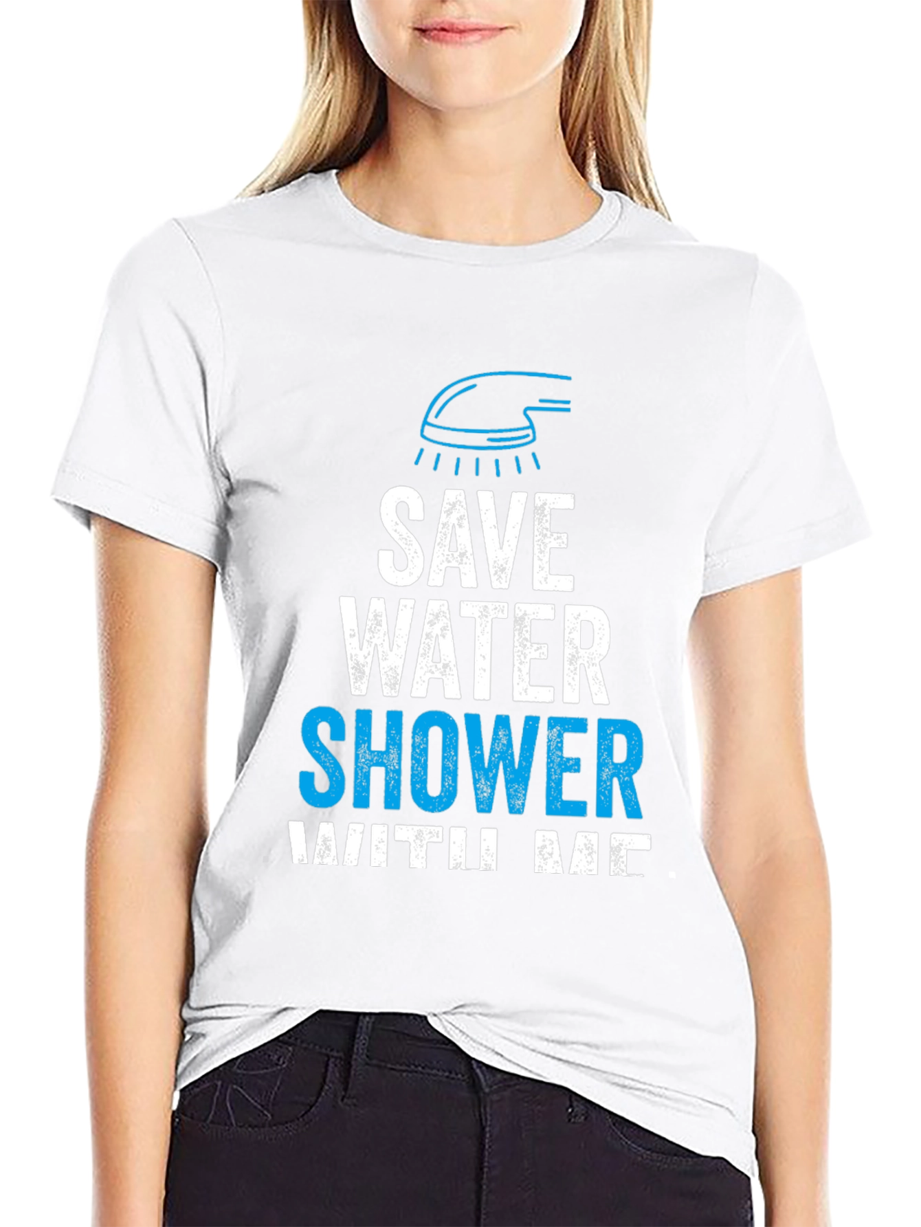 Black Save Water Shower With Me Graphic Tee view 9