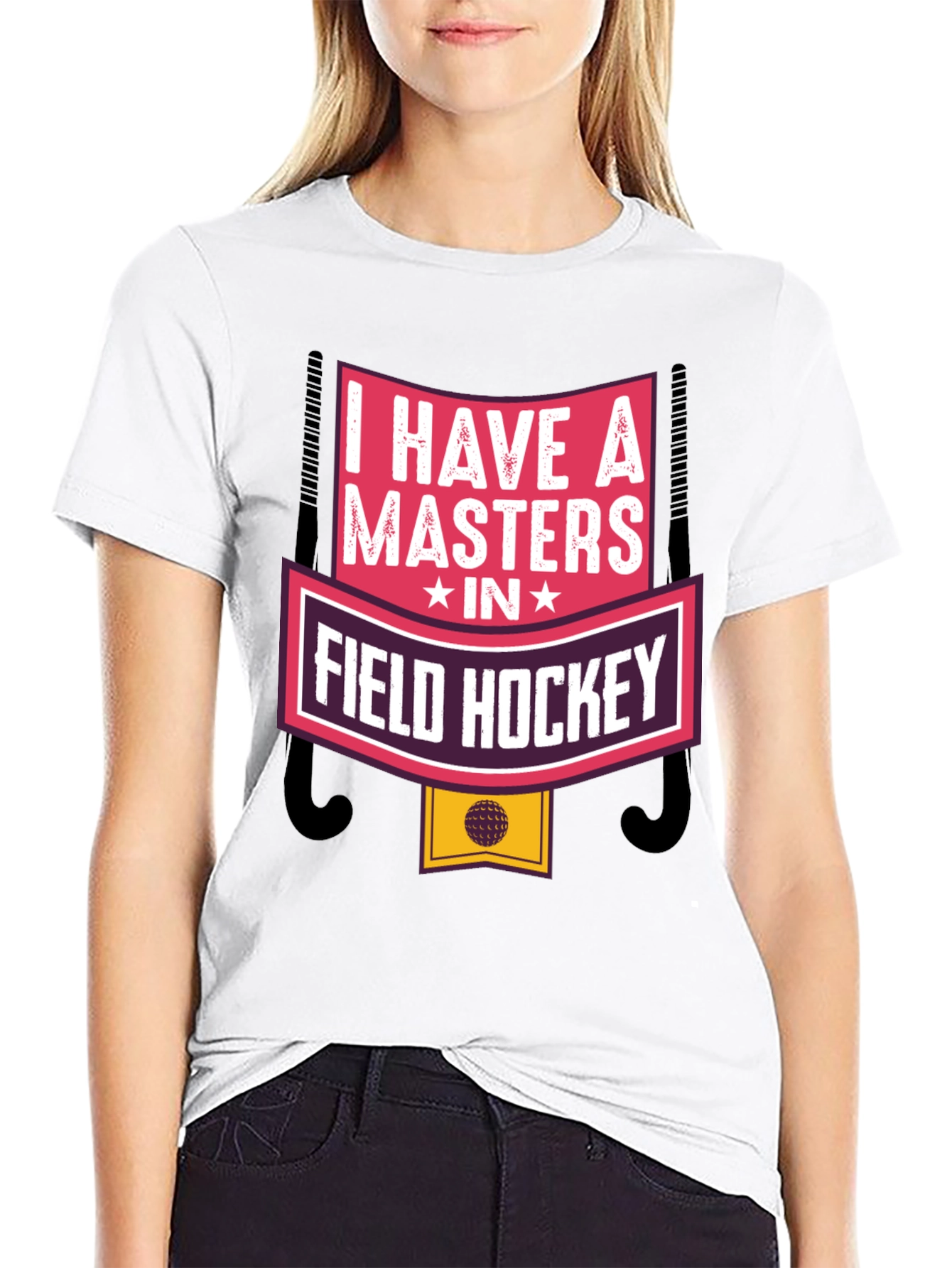 Black I Have a Masters in Field Hockey T-Shirt view 9
