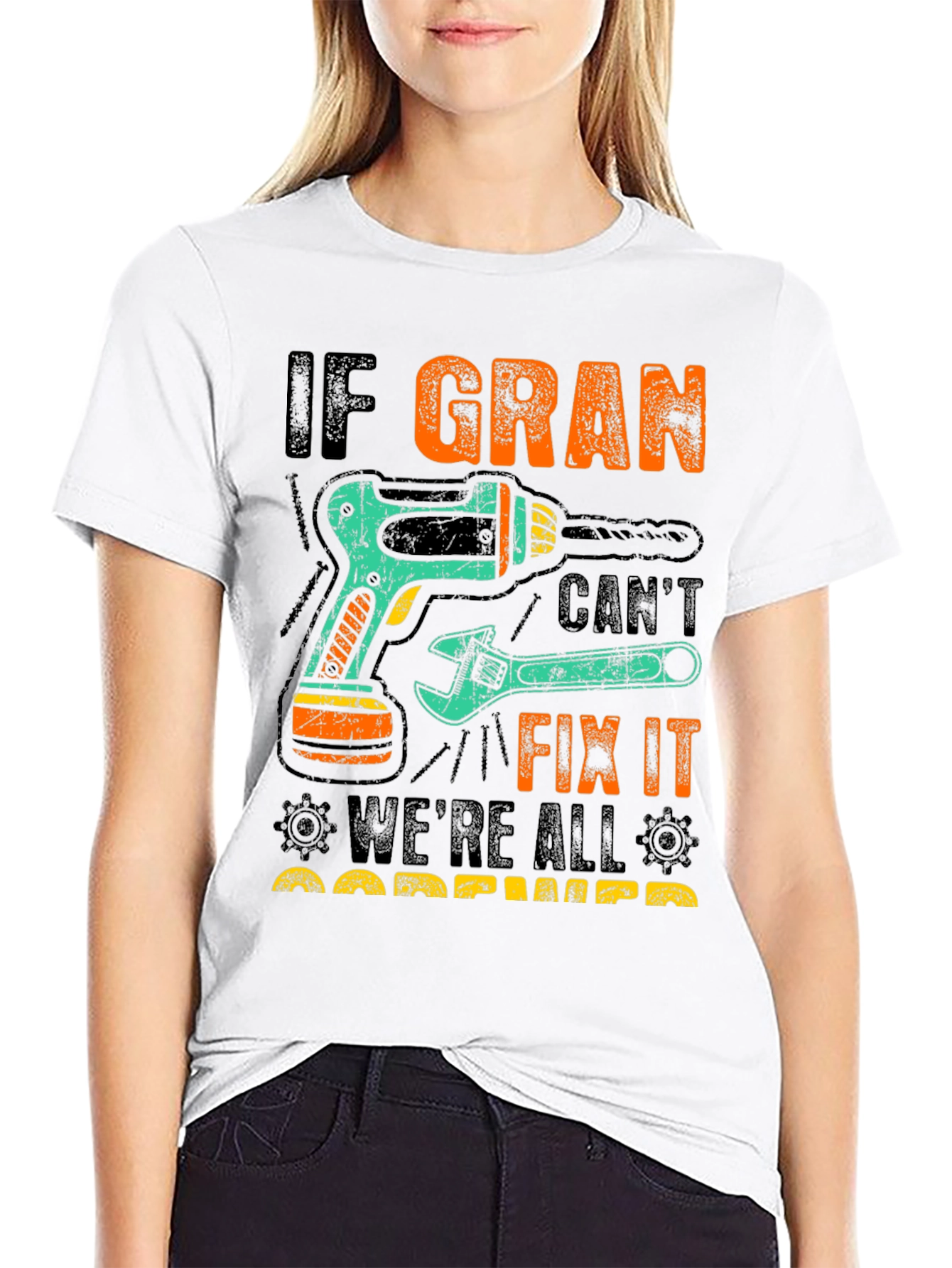 Black If Gran Can't Fix It T-Shirt view 9