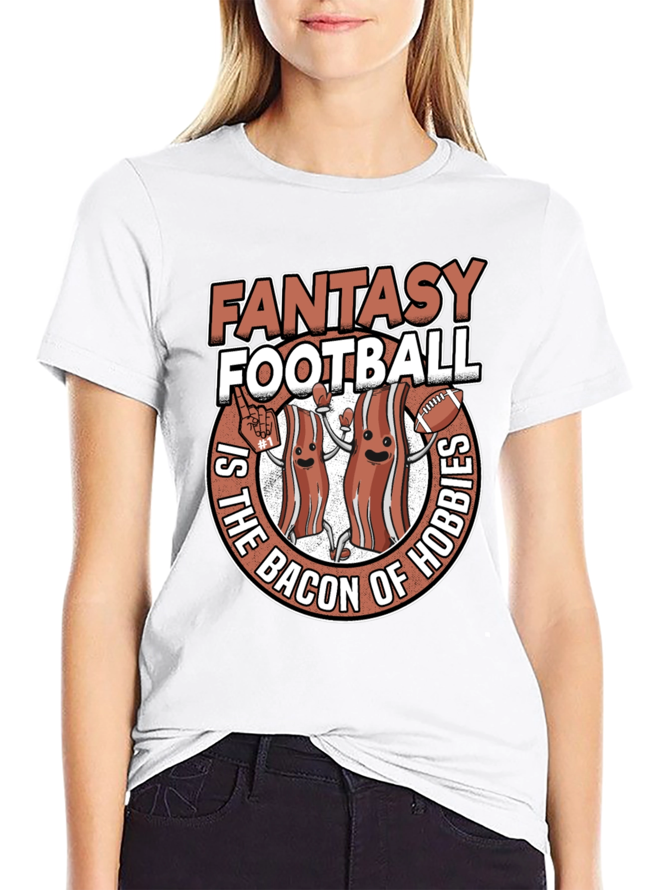 Black Fantasy Football Bacon T-Shirt view 9