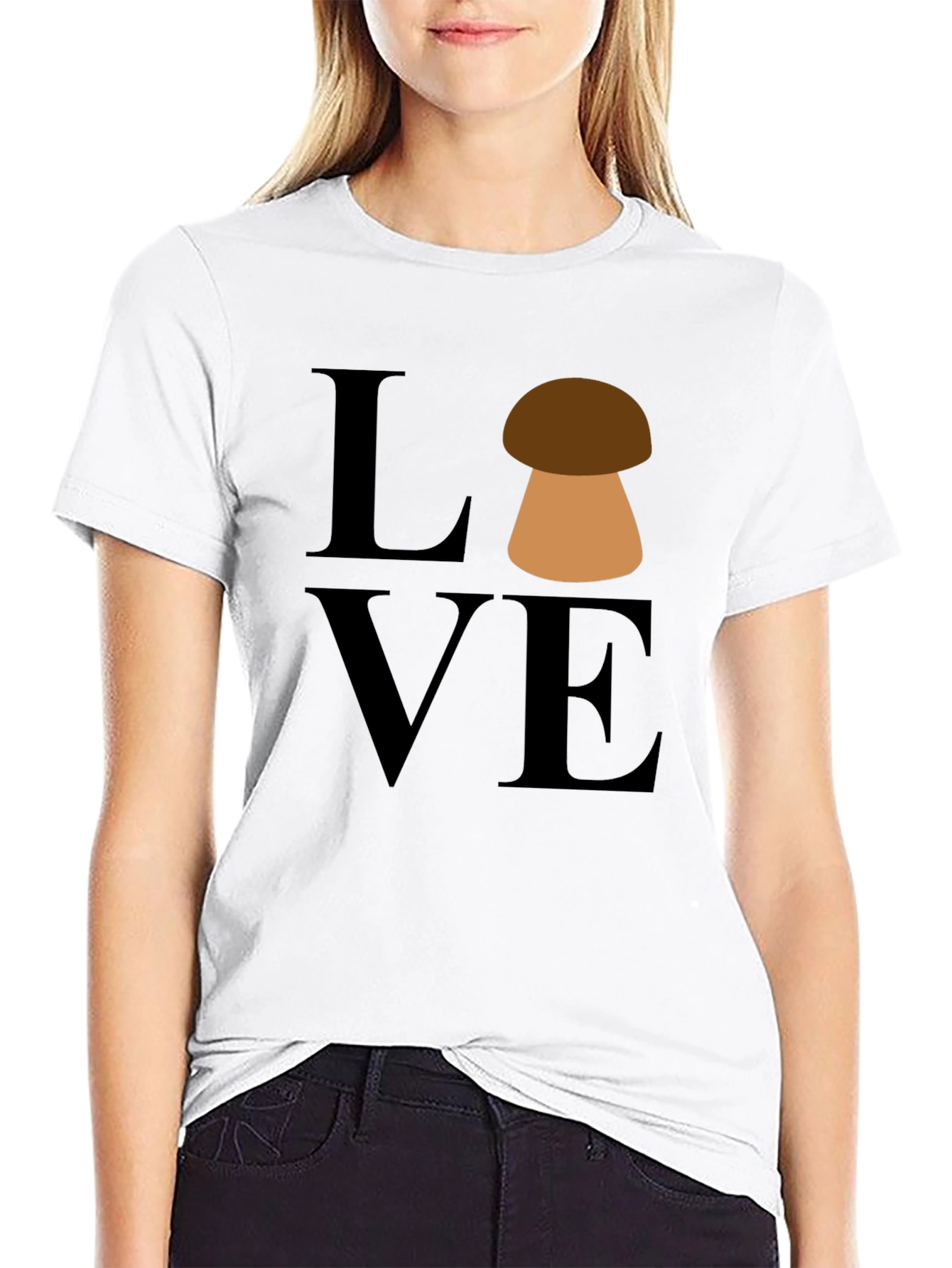 Black Mushroom Love Graphic T-Shirt - Unisex view 9
