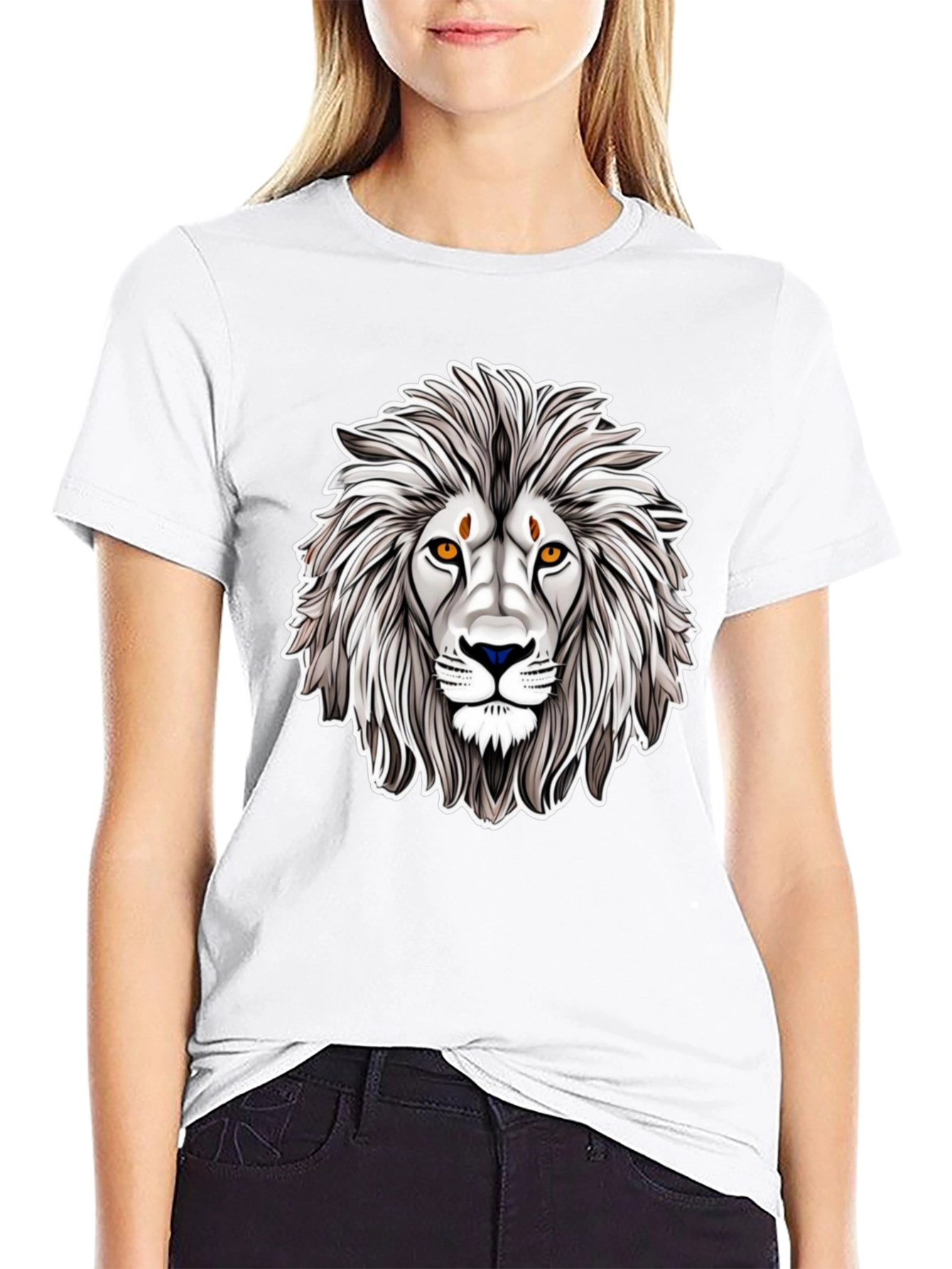 Black Lion Head Graphic Tee - Black Cotton Shirt view 9