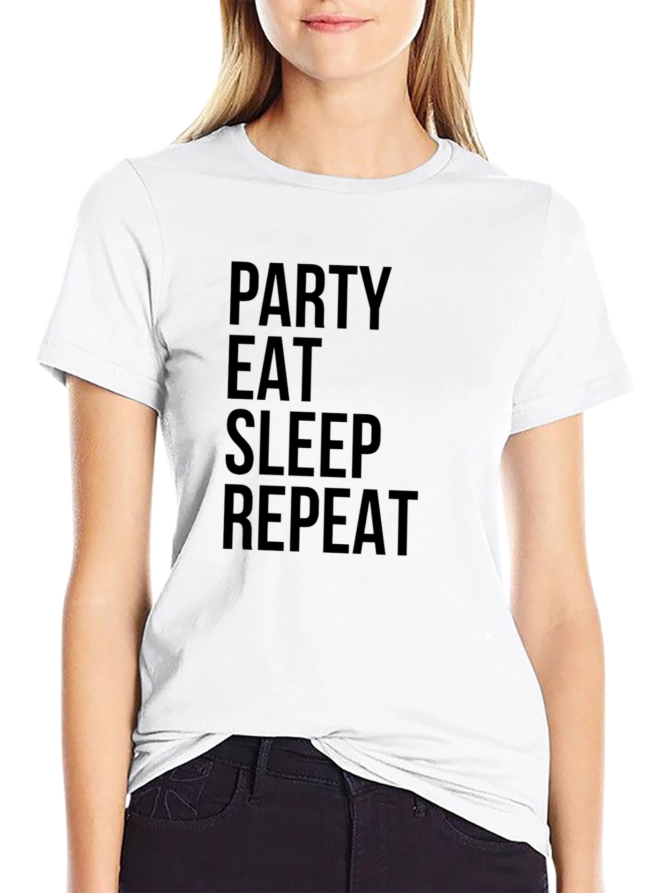 Black Party Eat Sleep Repeat Black Graphic Tee view 9