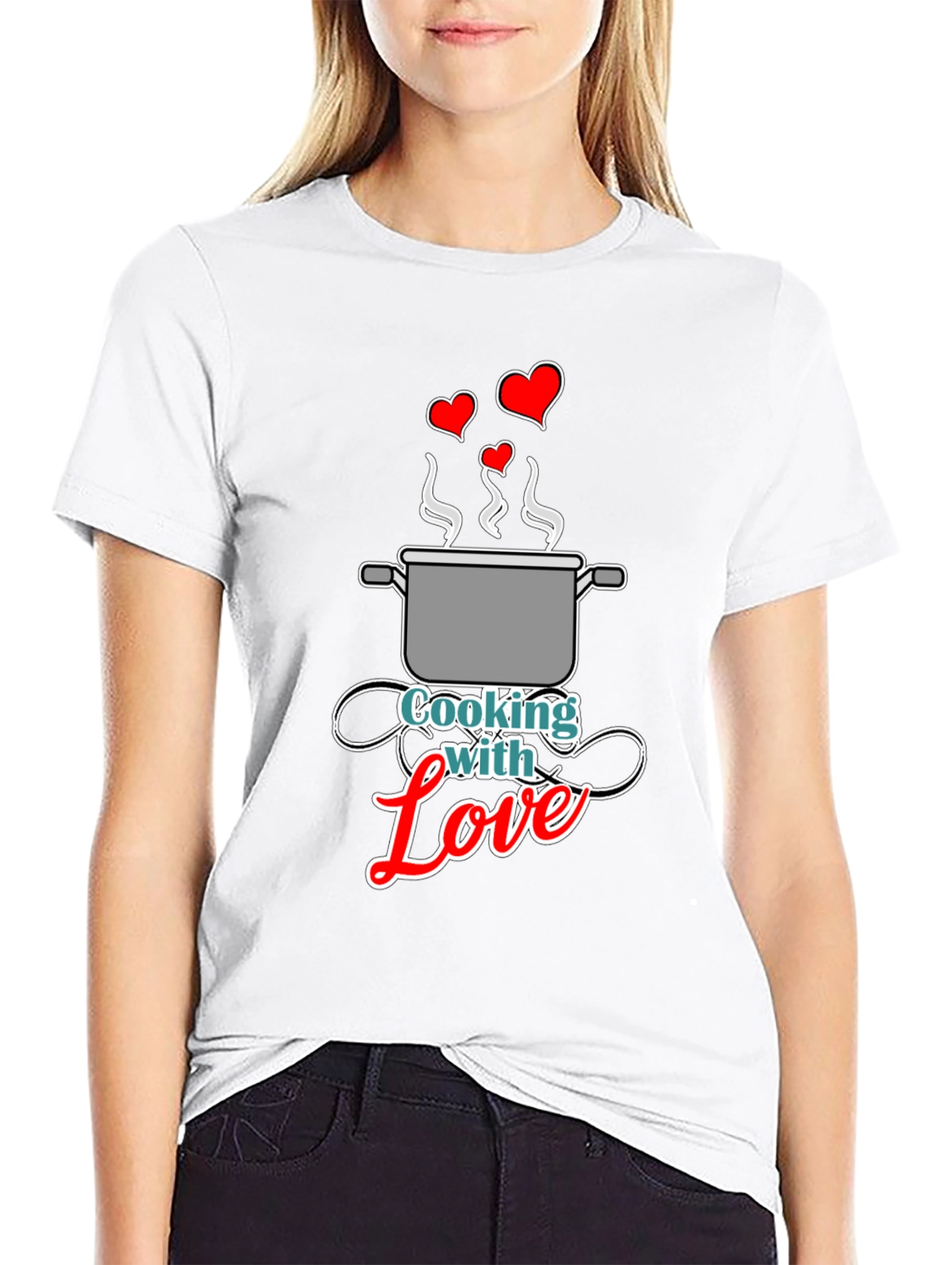 Black Cooking with Love Graphic Tee - Black Unisex T-Shirt view 9