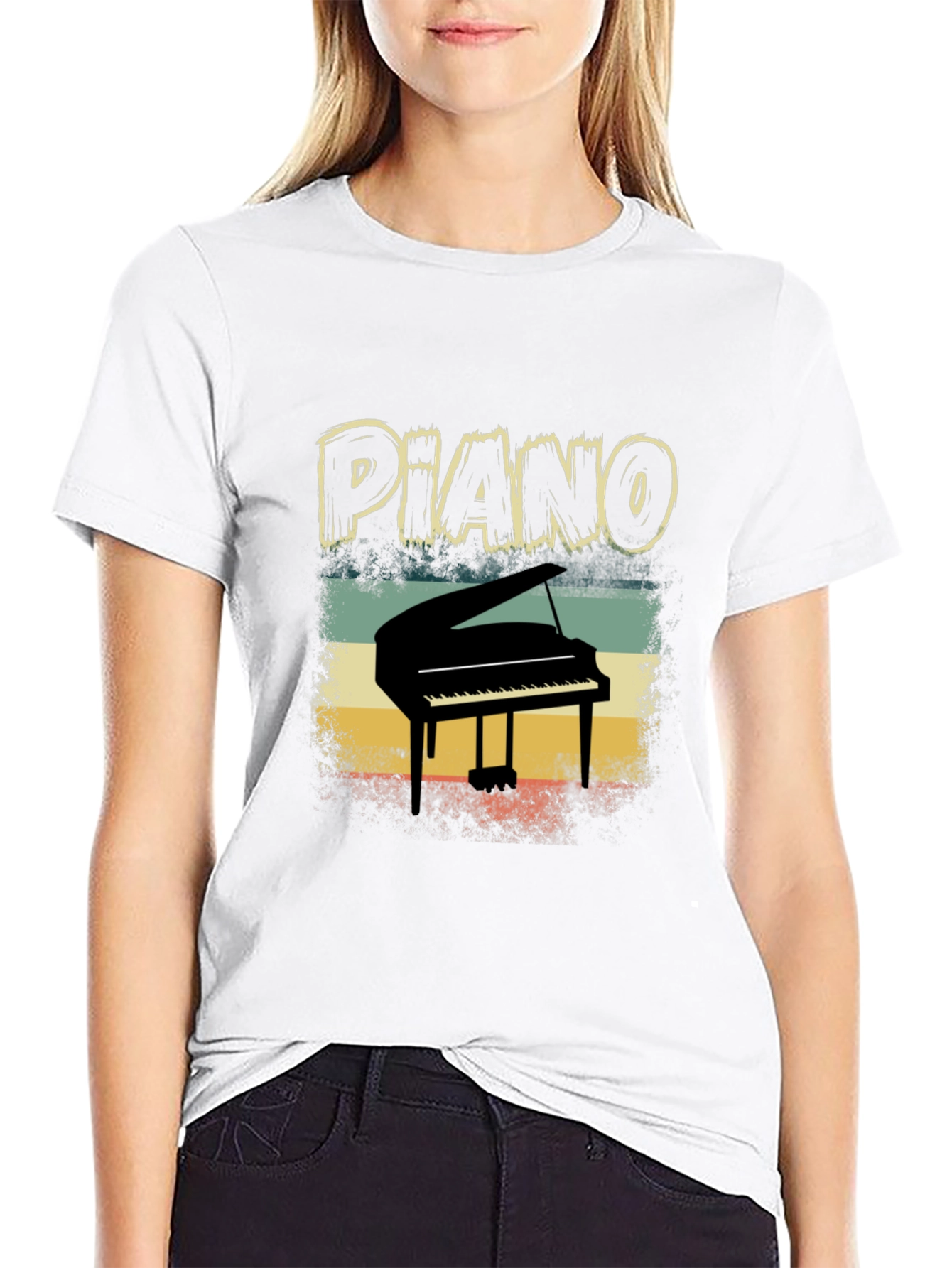 Black Retro Piano T-Shirt - Musician Apparel view 9