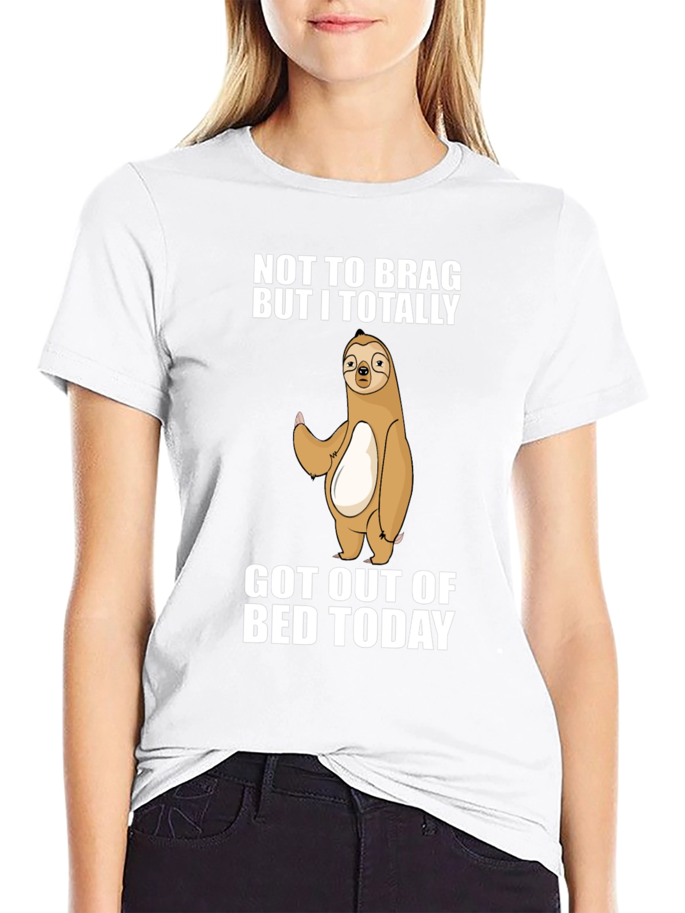 Black Funny Sloth T-Shirt: Not to Brag Got Out of Bed view 9