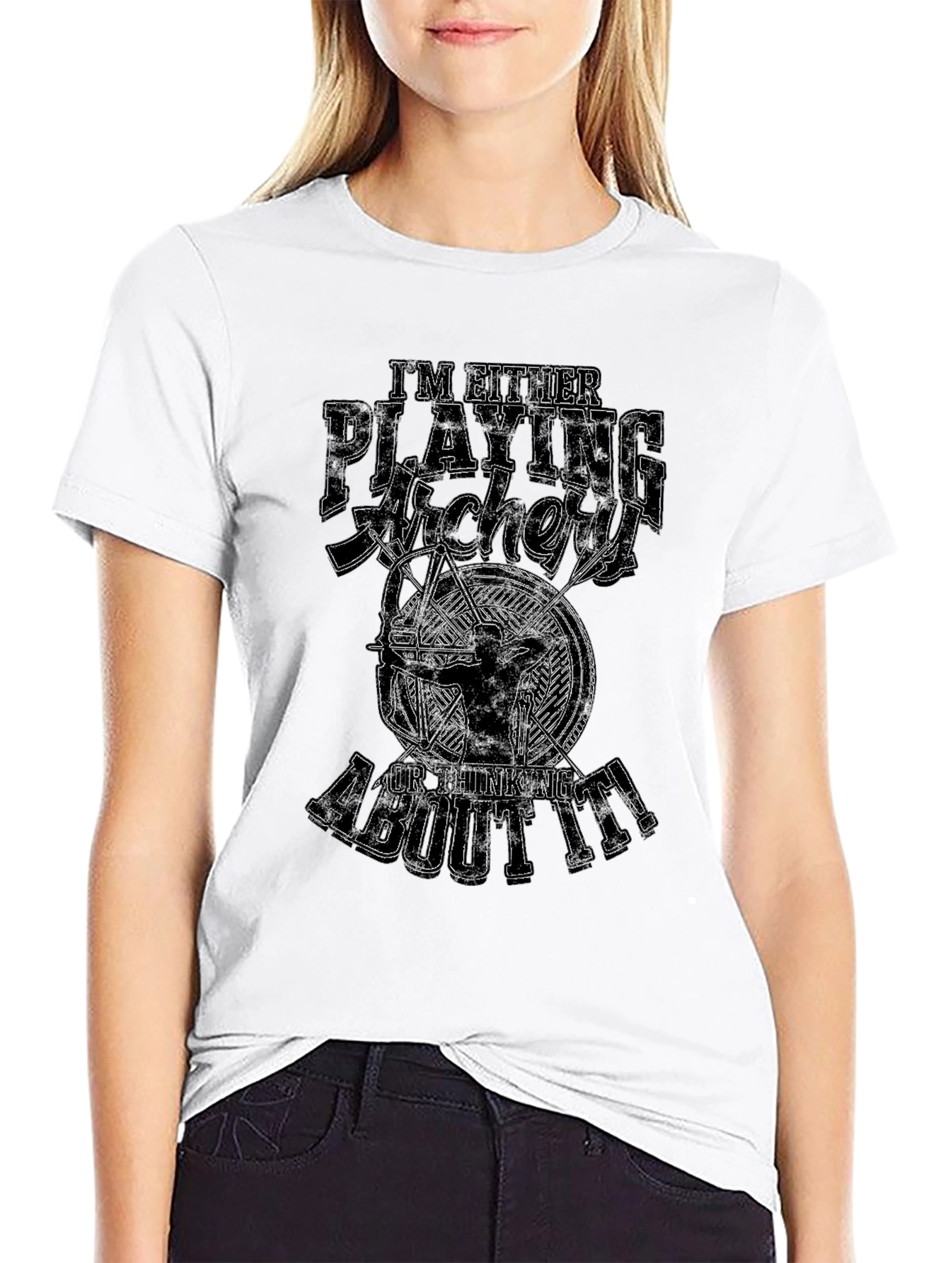 Black Archery T-Shirt - Play Archery or Thinking About It! view 9
