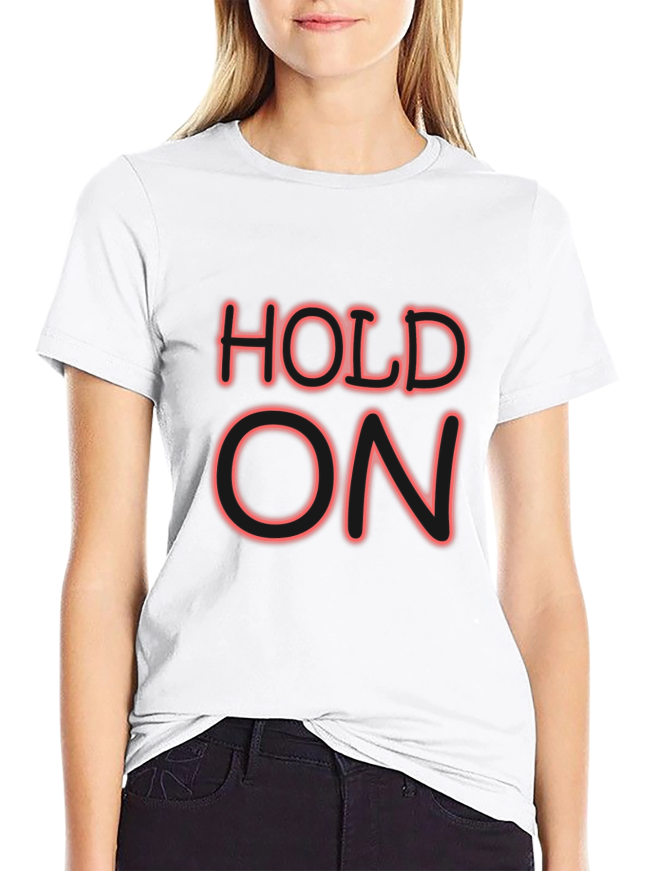 Black Hold On Graphic Tee - Black Crew Neck T-Shirt view 9