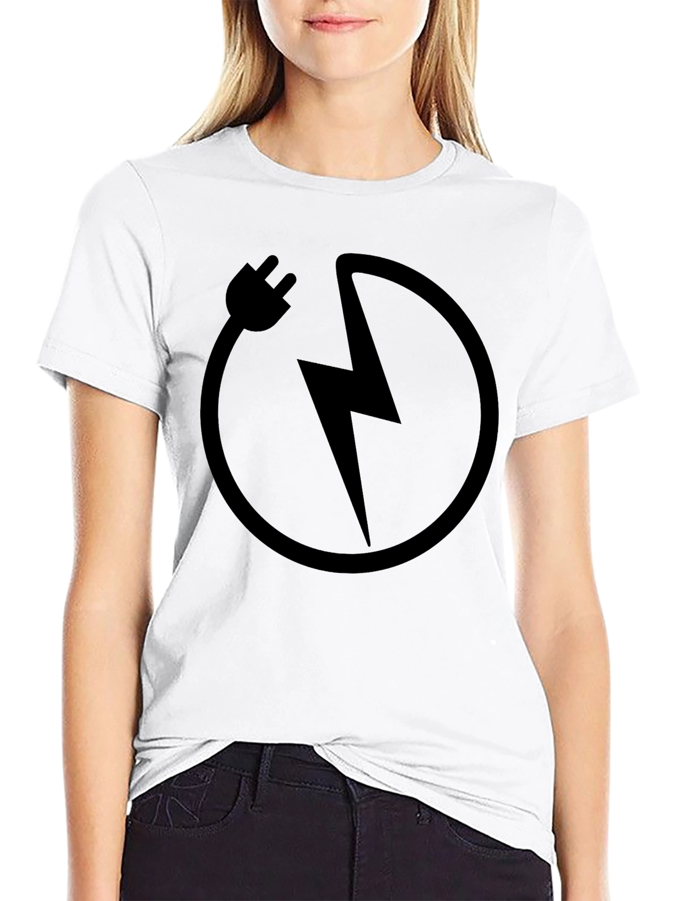 Black Electric Bolt Graphic Tee - Stylish Black Cotton T-Shirt view 9