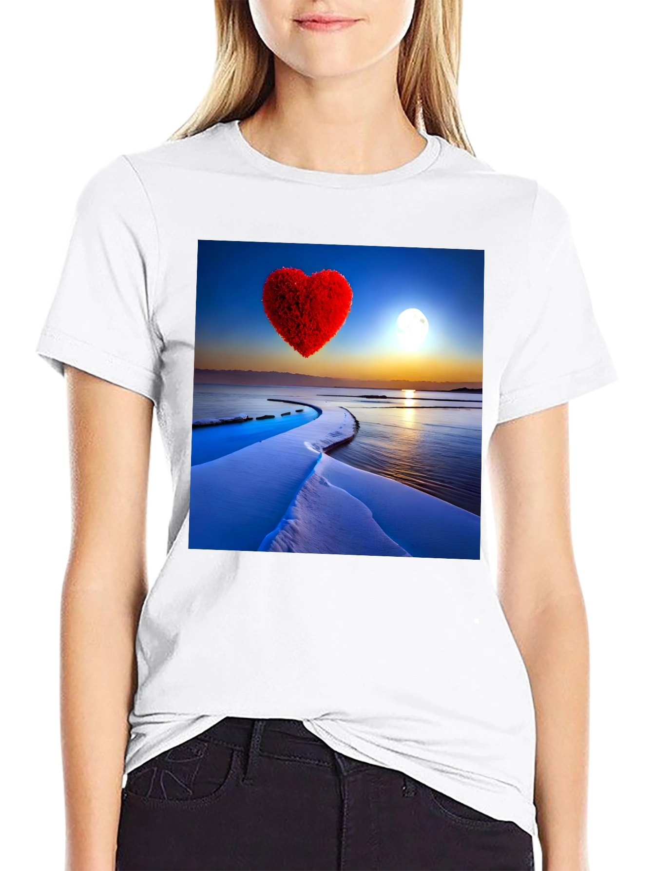 Black Heart Landscape Graphic Tee - Black Casual Shirt view 9