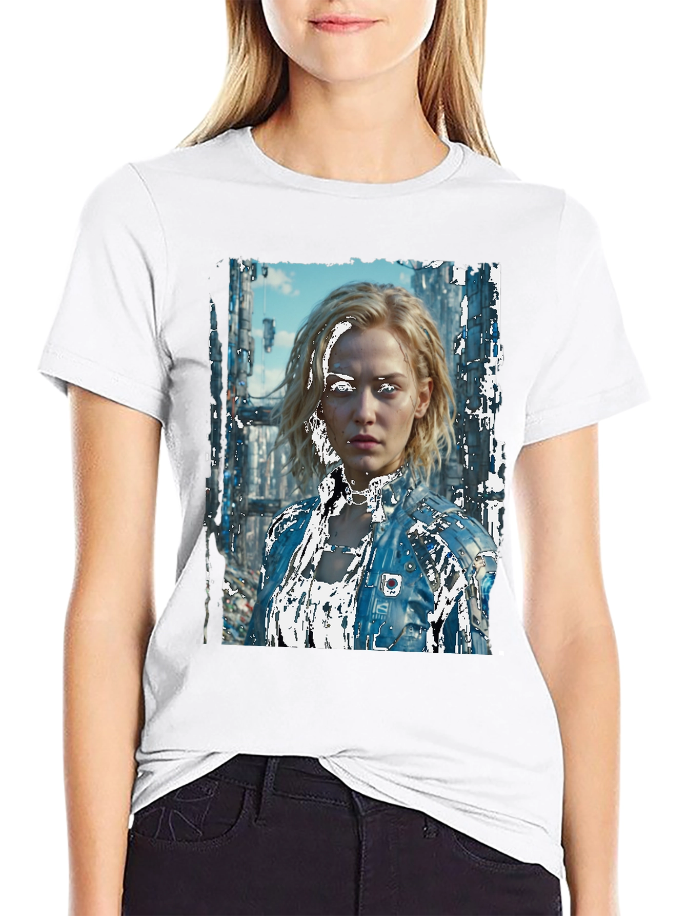 Black Sci-Fi Portrait Black T-Shirt view 9