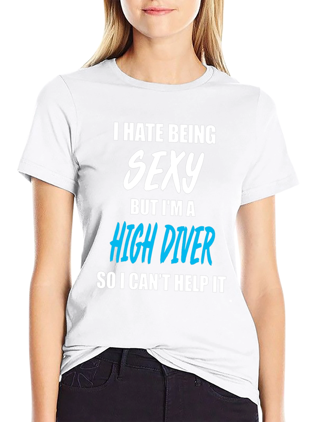 Black I Hate Being Sexy High Diver T-Shirt view 9
