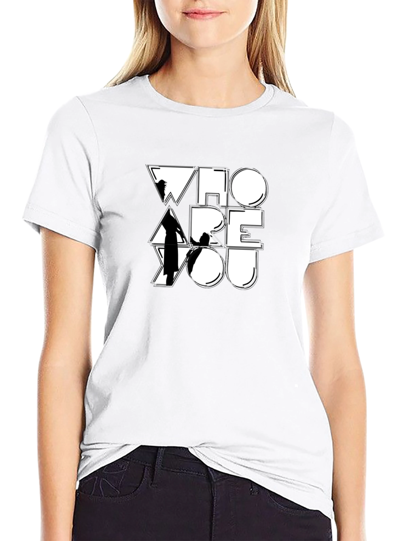 Black Who Are You Graphic Print Black T-Shirt view 9
