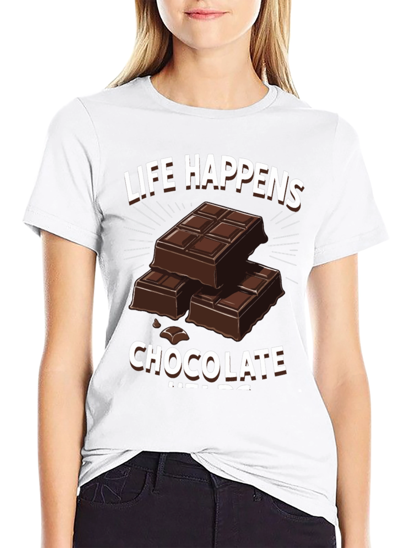 Black Life Happens Chocolate Helps Graphic T-Shirt view 9