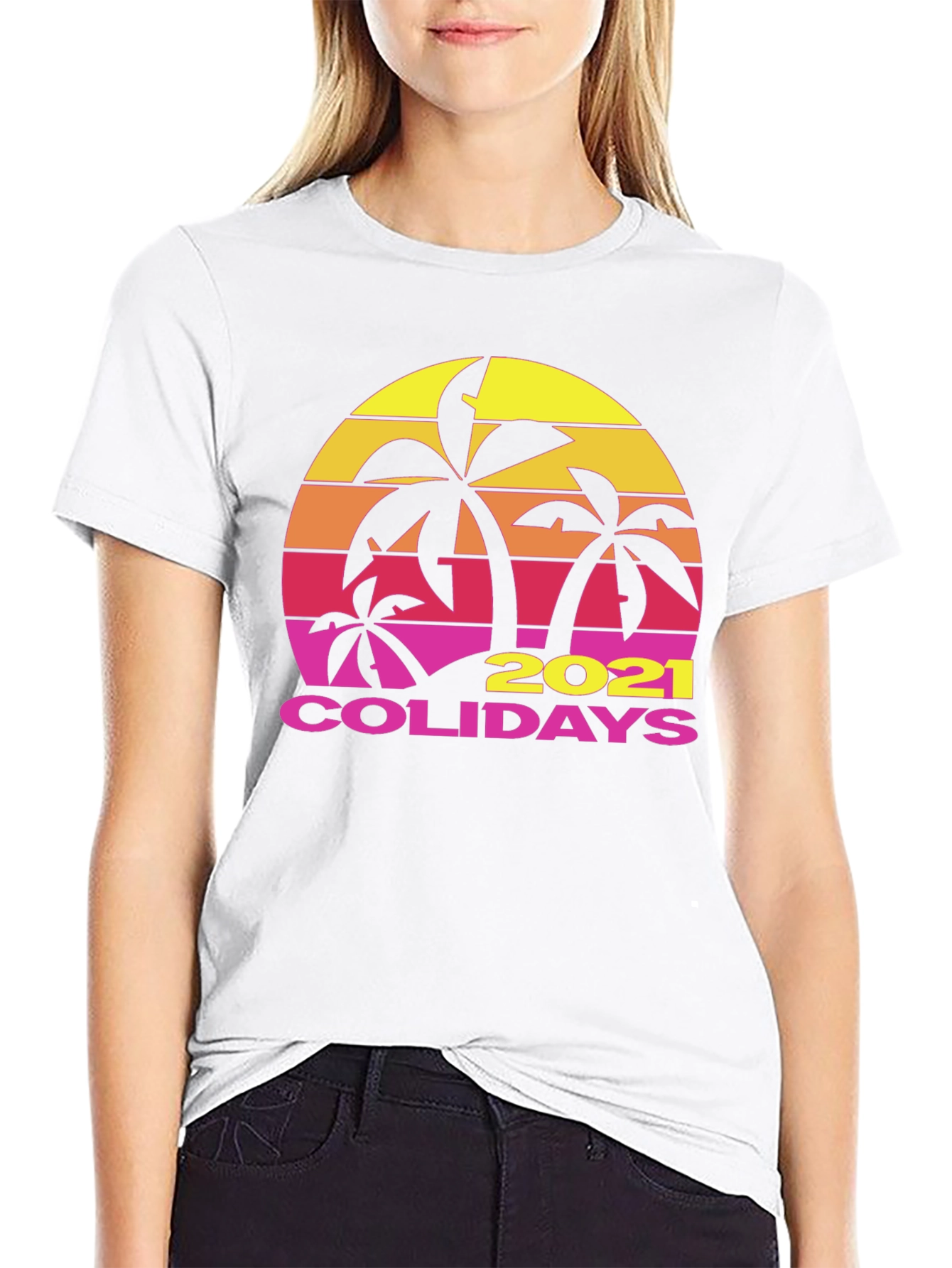 Black Tropical 2021 Holidays Black T-Shirt view 9