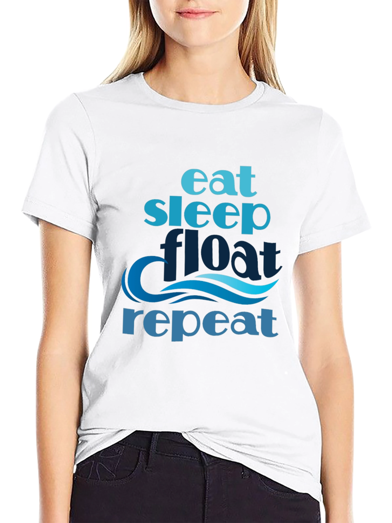 Black Eat Sleep Float Repeat T-Shirt view 9