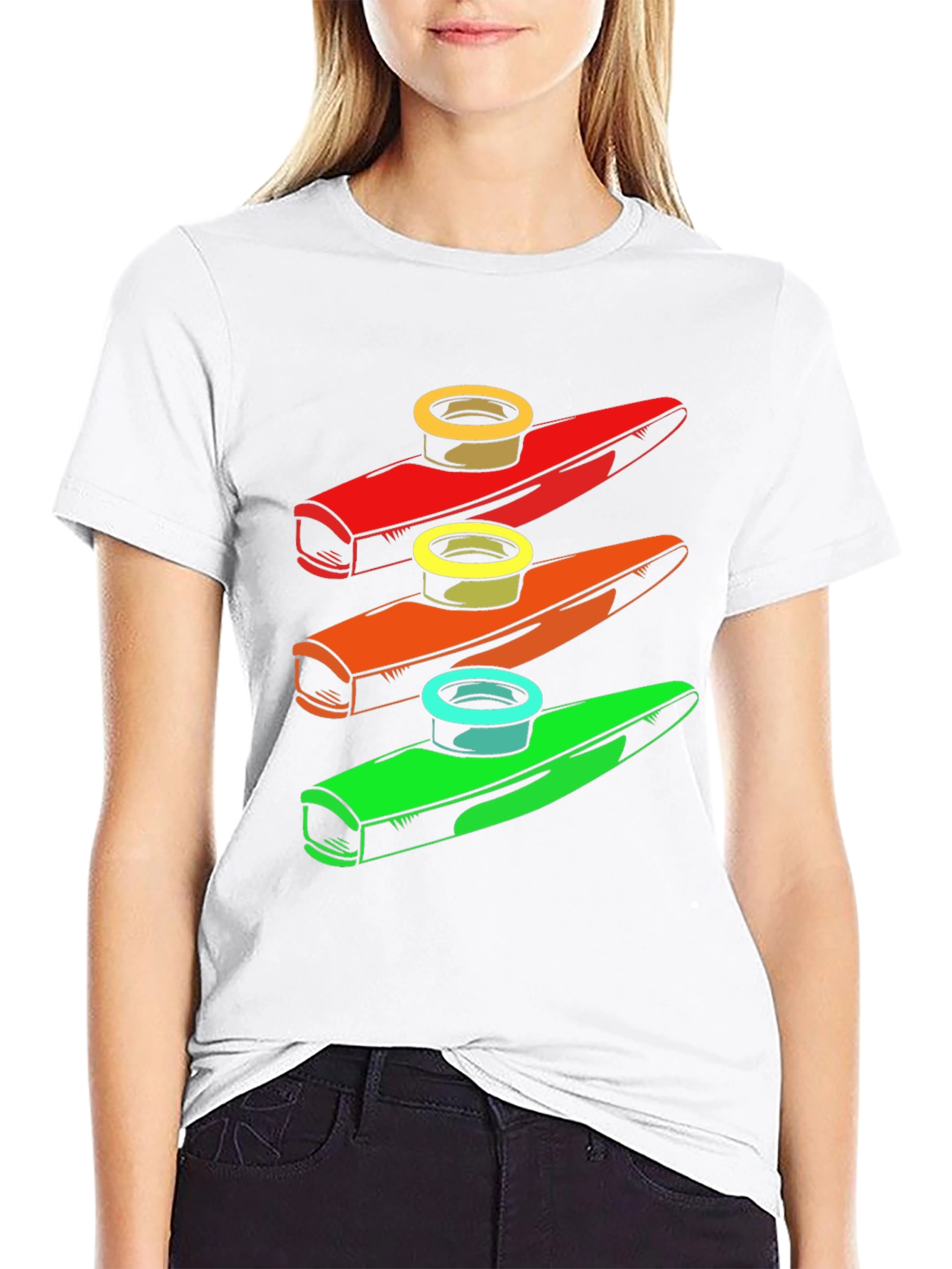 Black Colorful Kazoo Music T-Shirt view 9