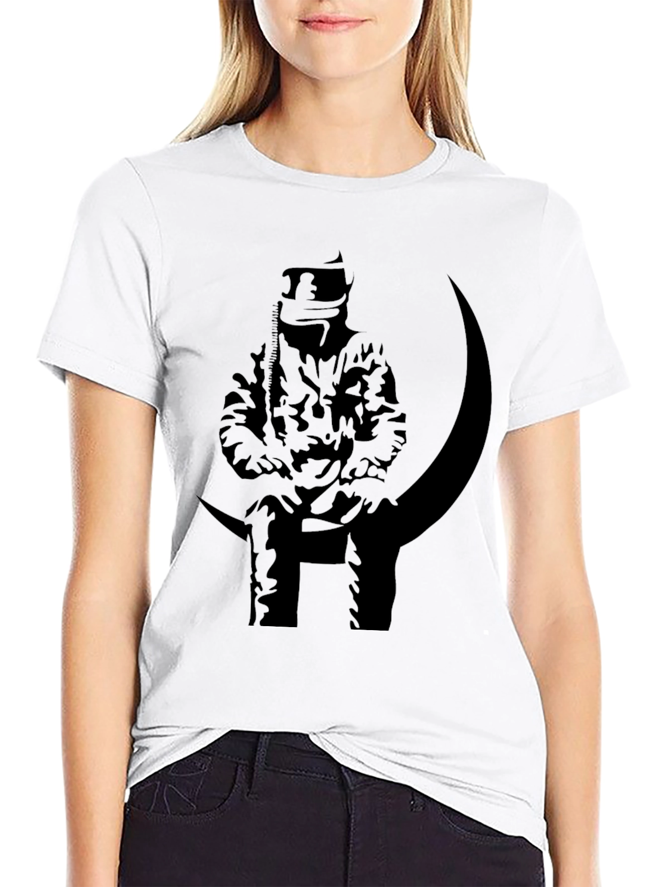 Black Graphic Tee: Moon Rider Black T-Shirt view 9