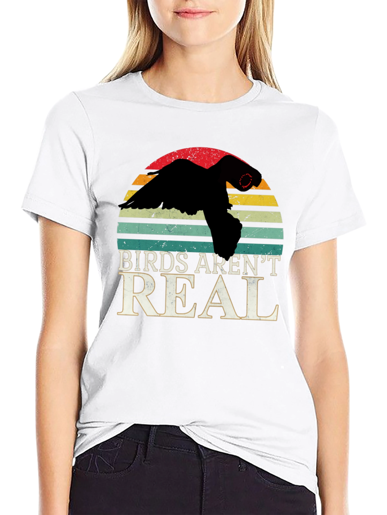 Black Birds Aren't Real T-Shirt Conspiracy Funny Gift view 9