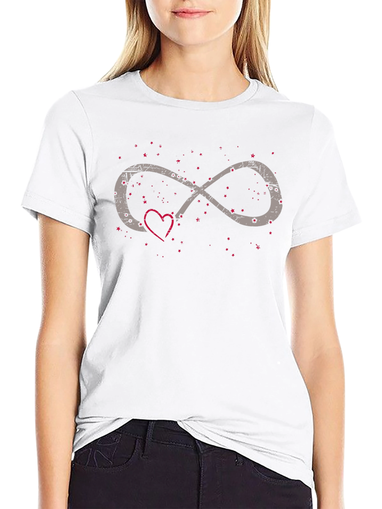 Black Infinity Love Heart Graphic Tee - Black Casual Shirt view 9