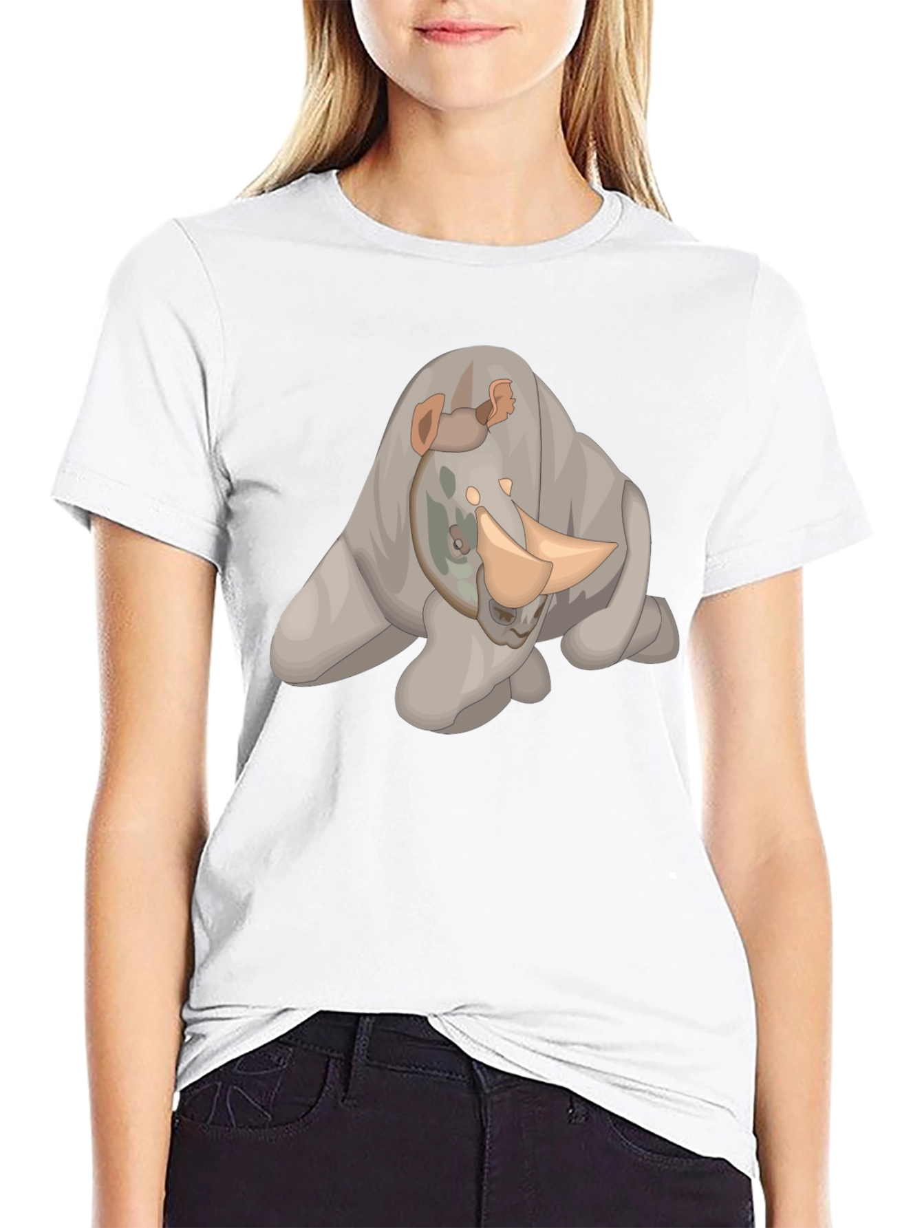 Black Rhino Cartoon Black T-Shirt view 9