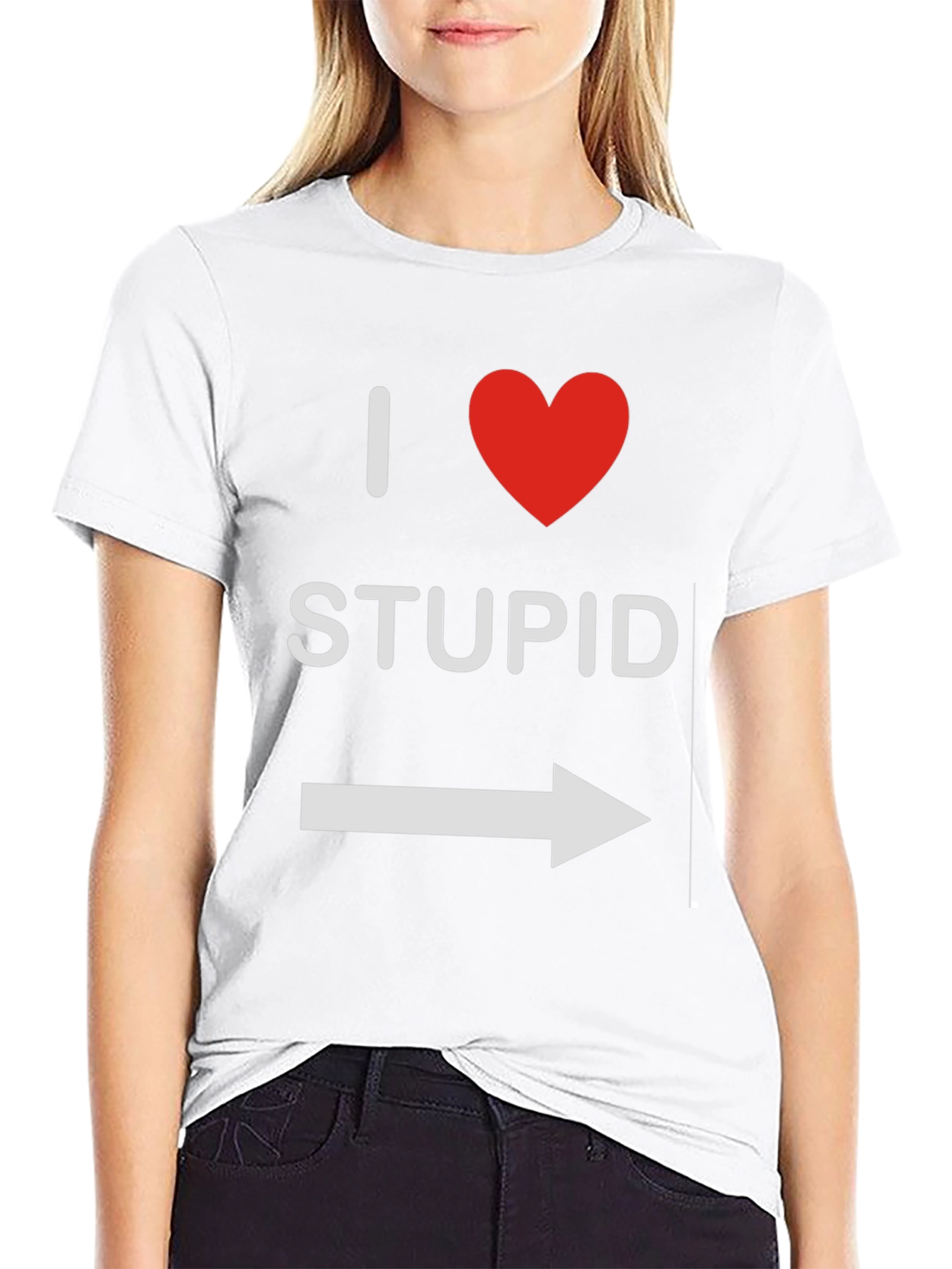 Black Funny I Heart Stupid Arrow T-Shirt view 9