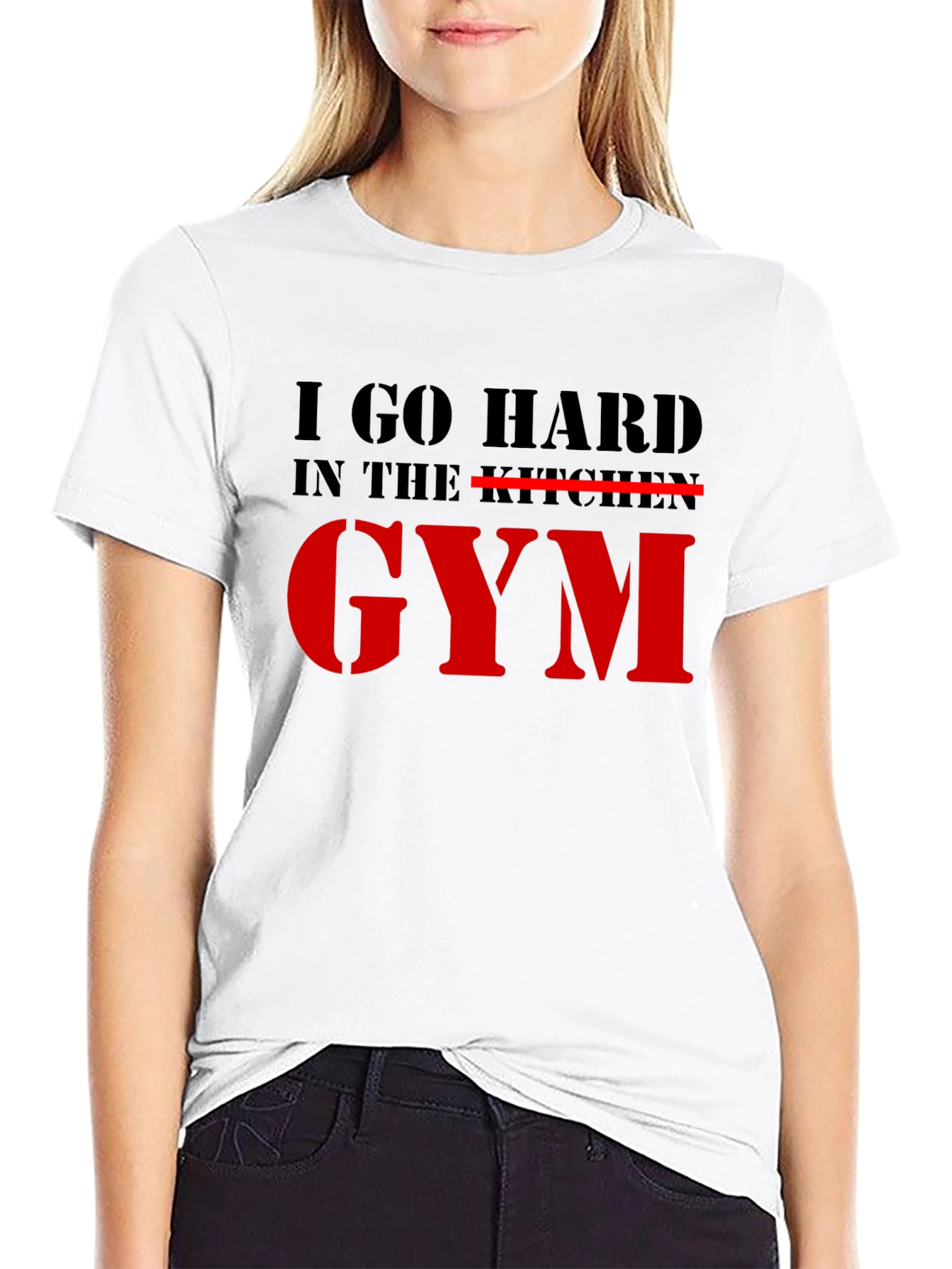 Black I Go Hard in the Gym Graphic T-Shirt view 9