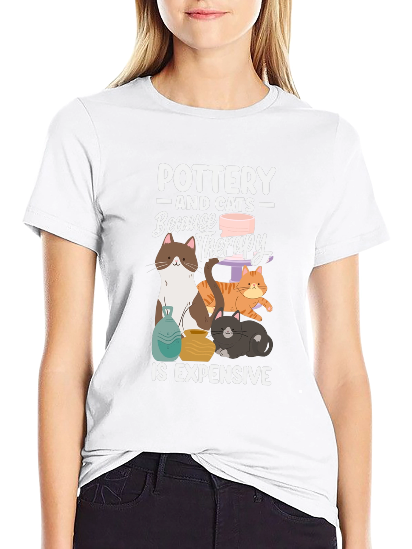 Black Pottery and Cats T-Shirt: Therapy Alternative view 9