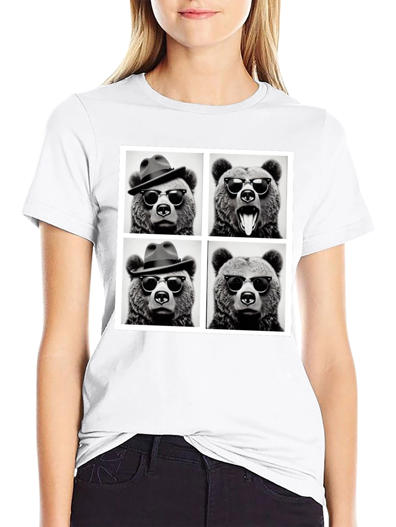 Cool Bear Collage Graphic Tee - Black - 9