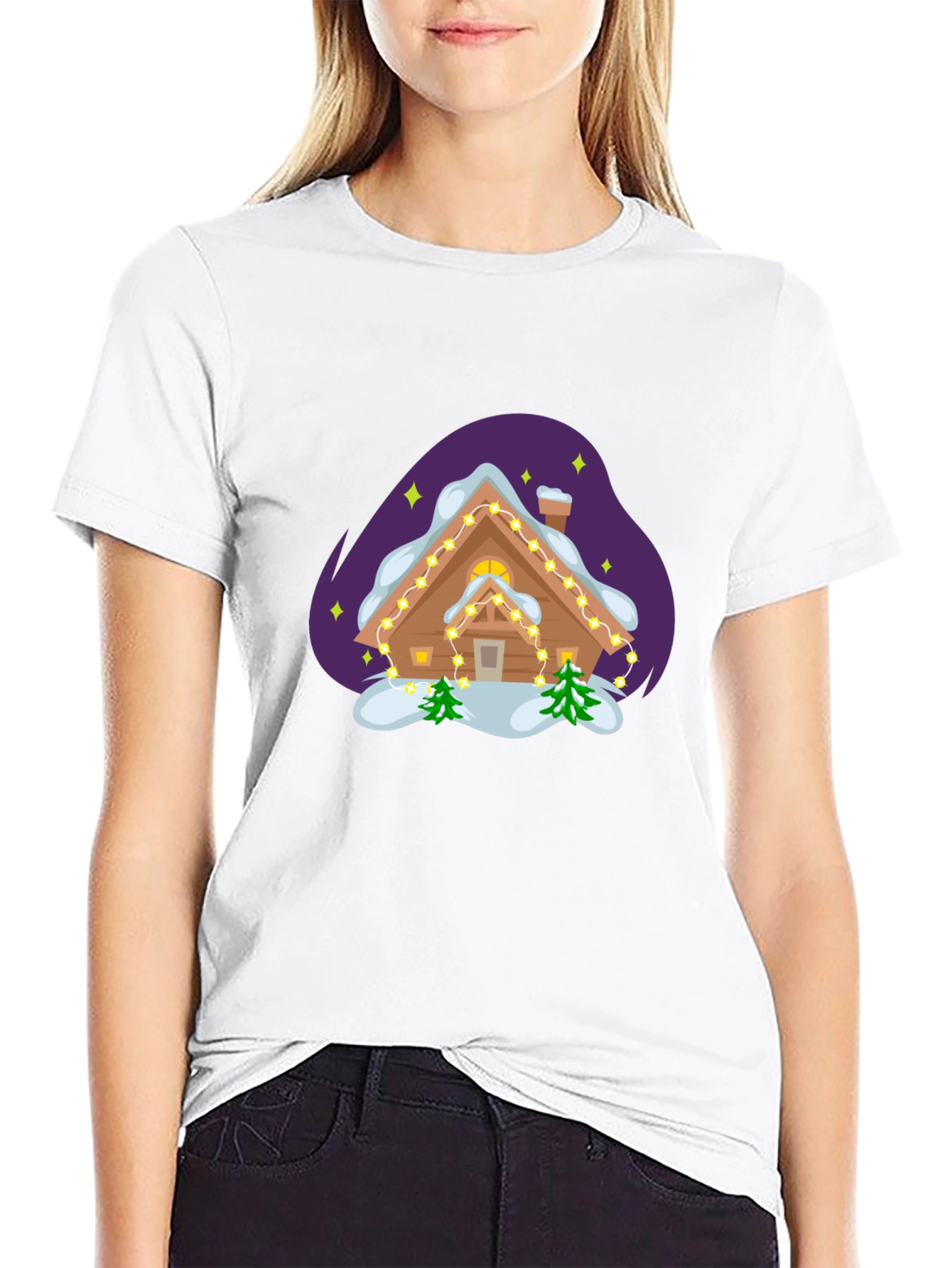 Black Holiday Cabin Graphic Tee view 9